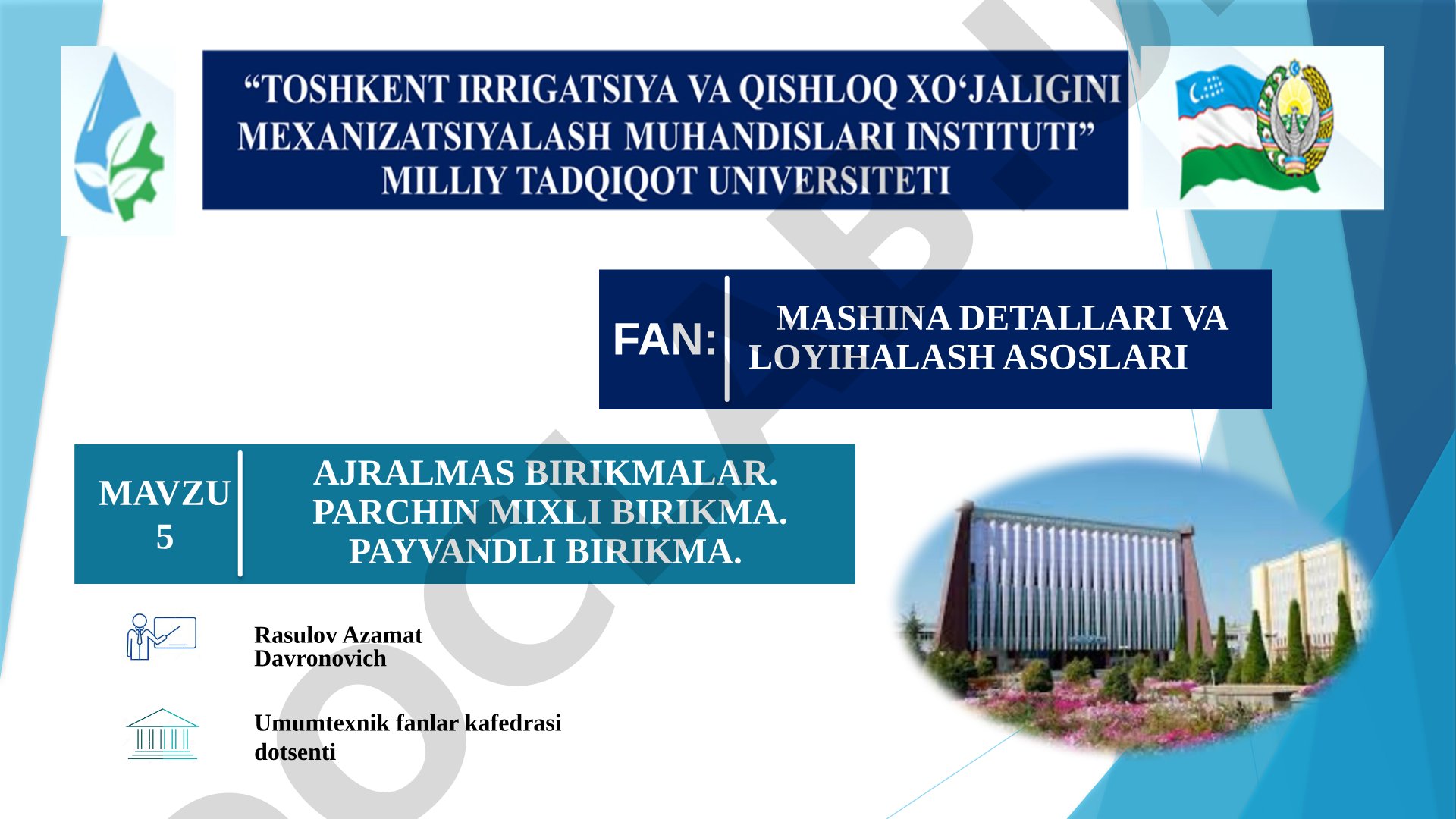 Ajralmas birikmalar. Parchin mixli birikma. Payvandli birikma.