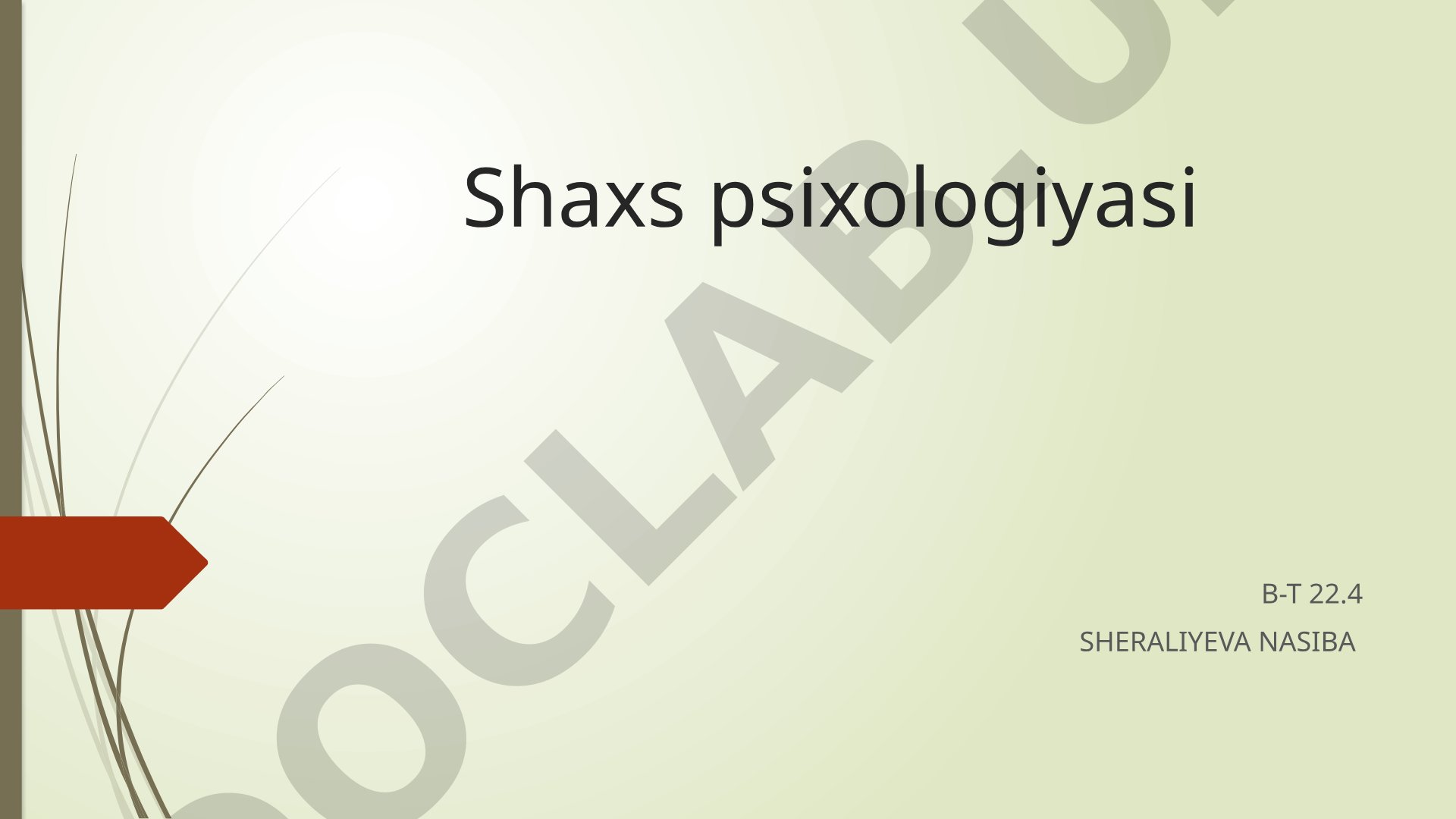 Shaxs psixologiyasi: individual-tipologik xususiyatlar va qobiliyat diagnostikasi