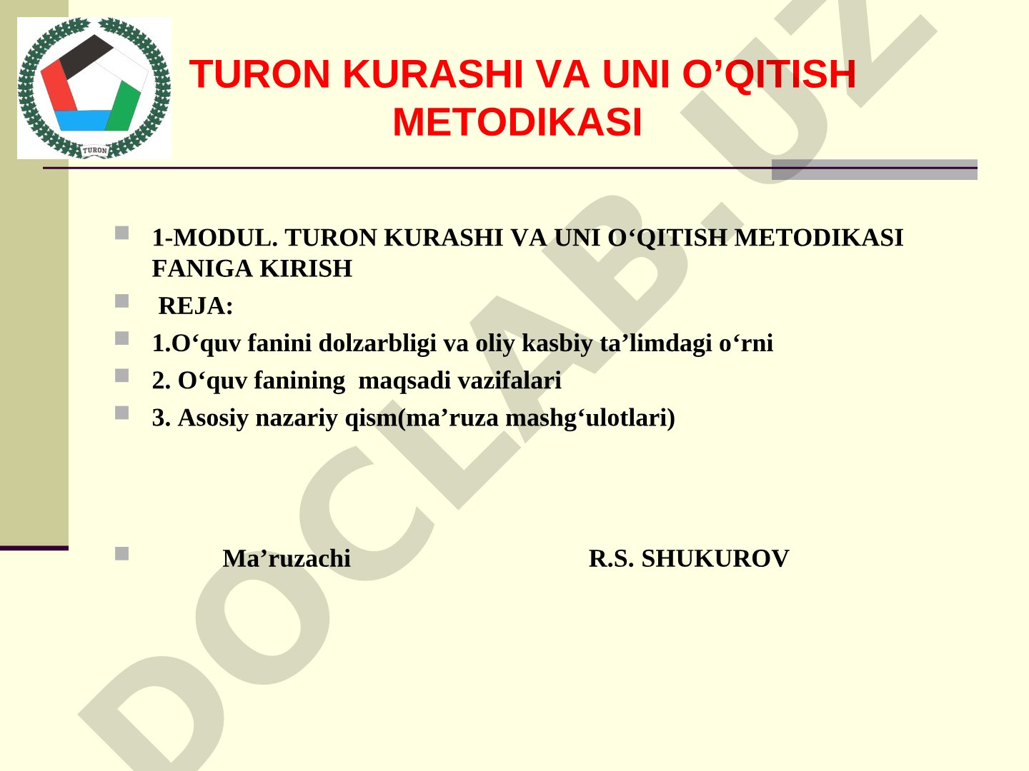 Turon kurashi va uni o’qitish metodikasi