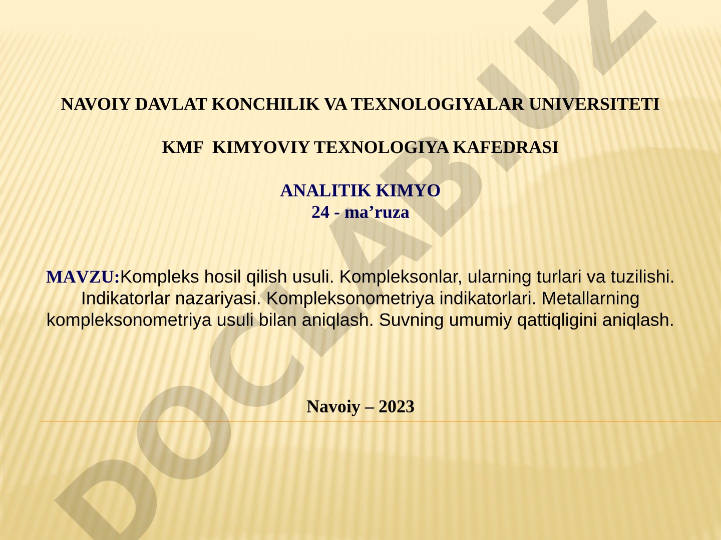 Kompleks hosil qilish usuli