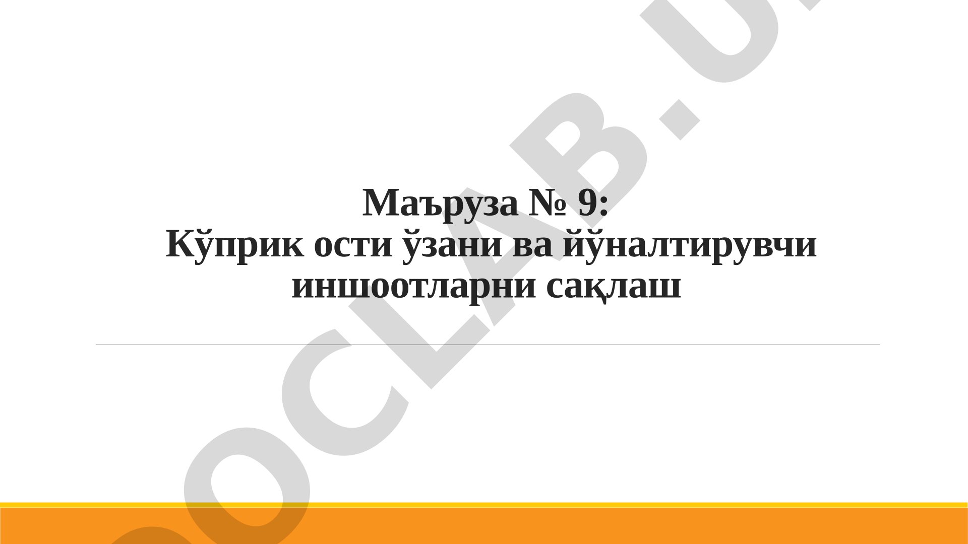 Кўприк ости ўзани ва йўналтирувчи иншоотларни сақлаш