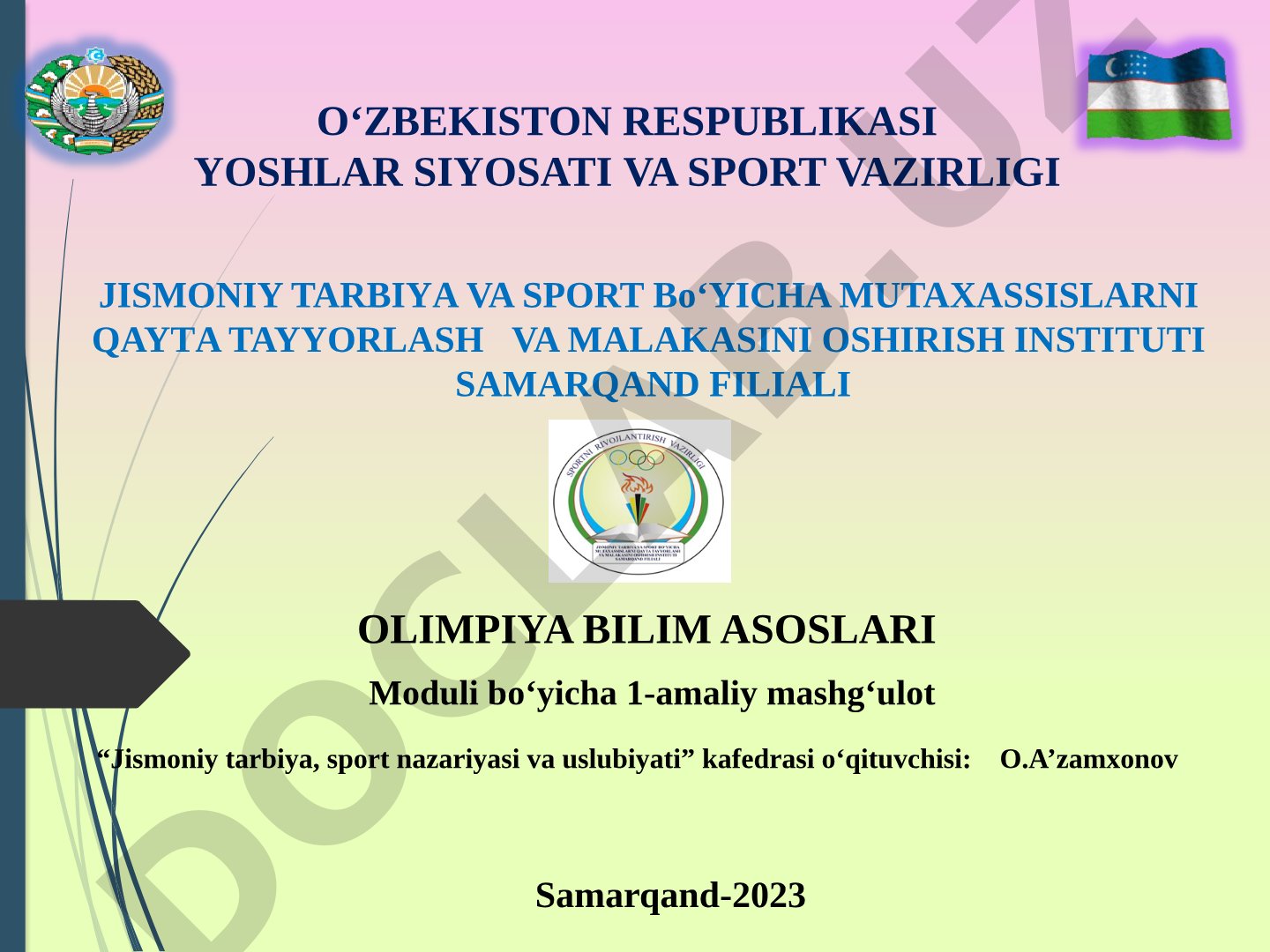Olimpiya bilim asoslari moduli bo'yicha 1-amaliy mashg'ulot