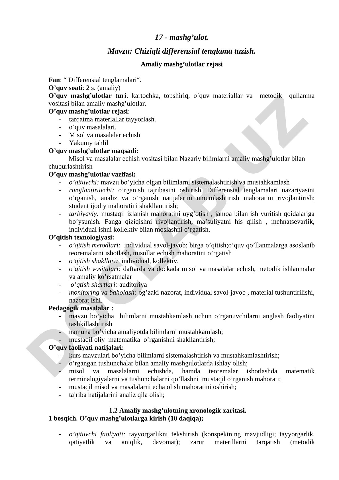 Chiziqli differensial tenglama tuzish
