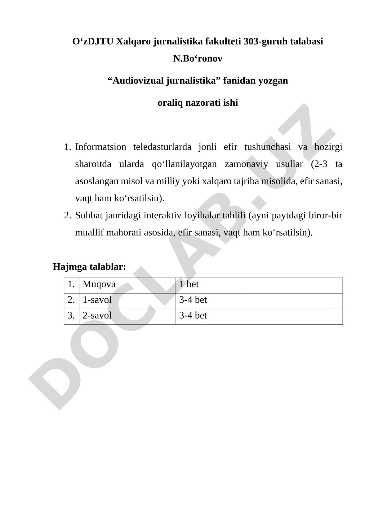 Informatsion teledasturlarda jonli efir tushunchasi va hozirgi sharoitda ularda qo‘llanilayotgan zamonaviy usullar