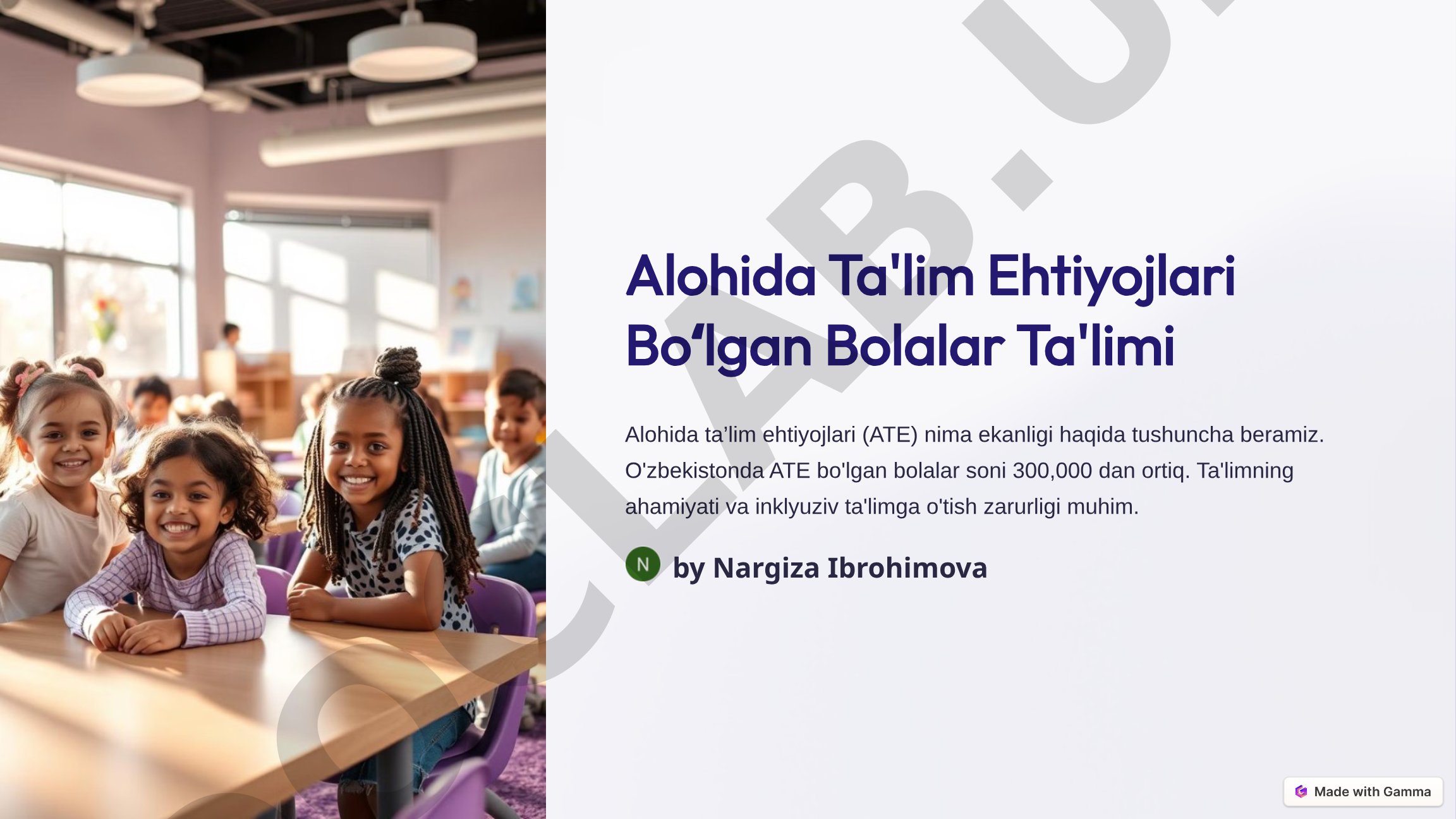 Alohida Ta'lim Ehtiyojlari Boʻlgan Bolalar Ta'limi