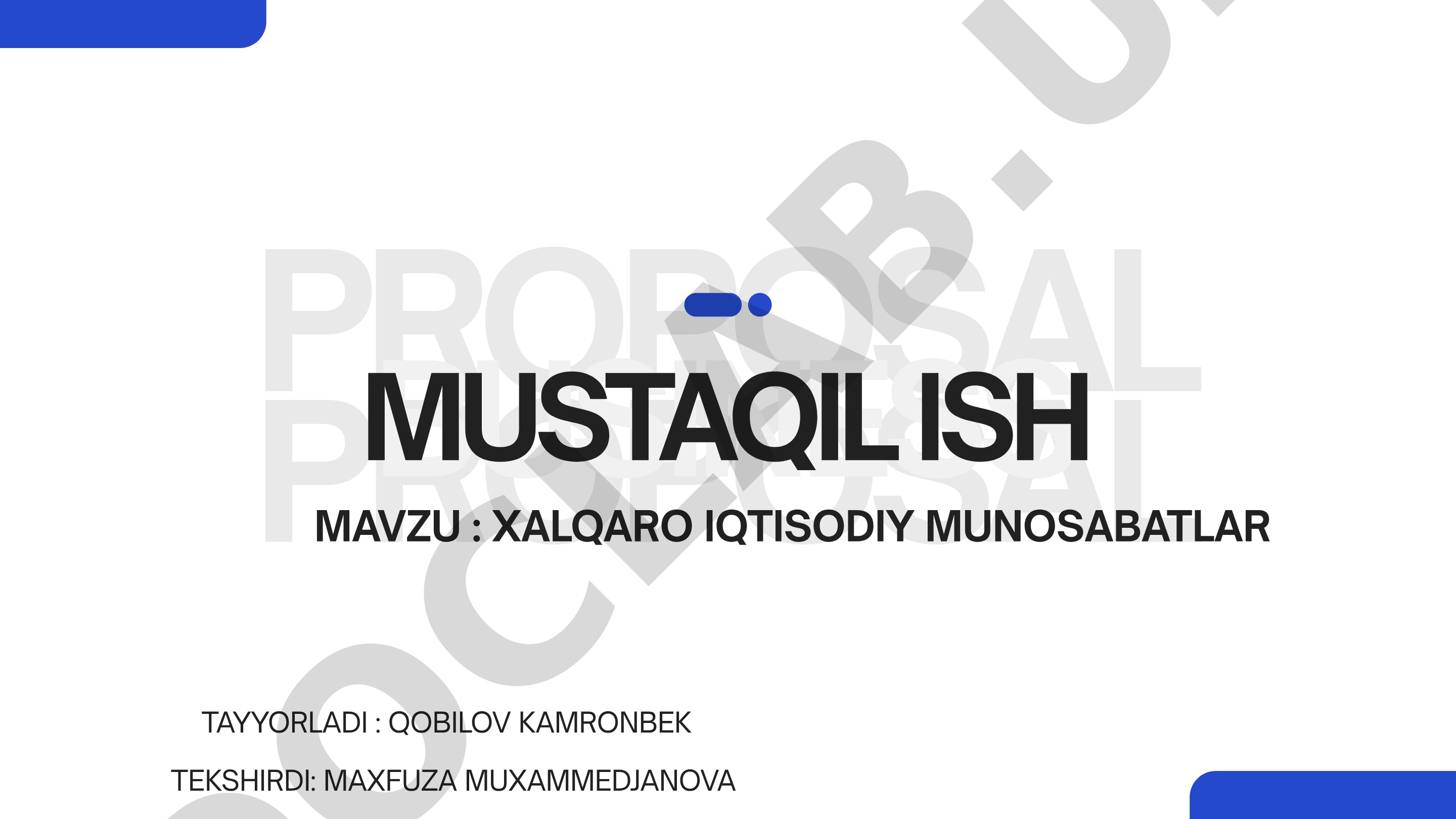 Xalqaro iqtisodiy munosabatlar