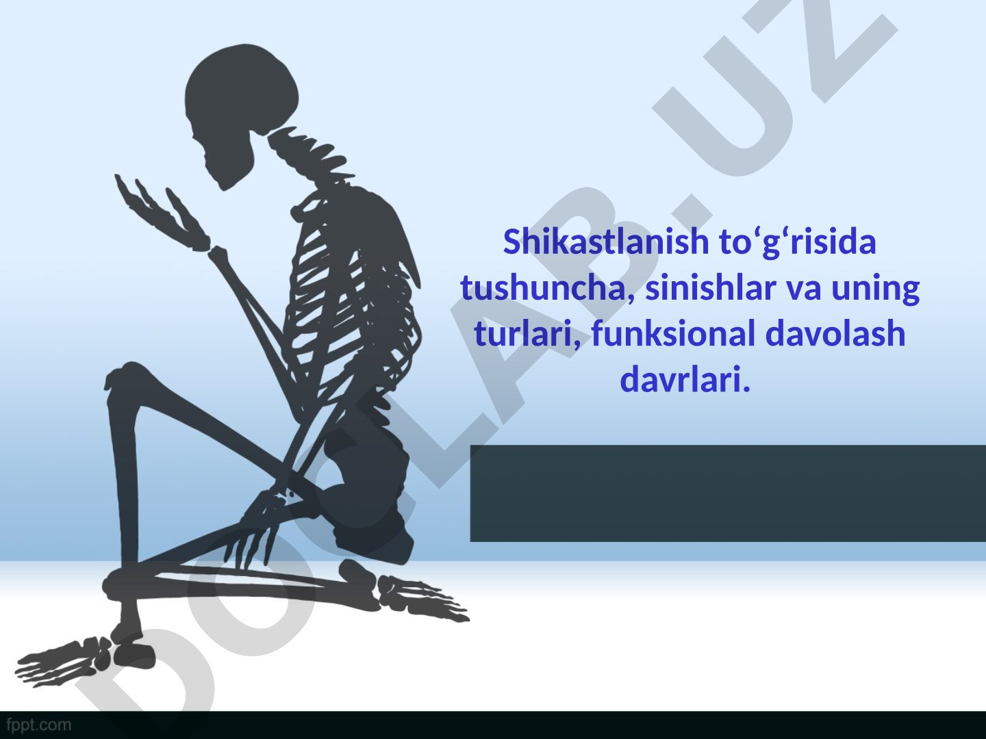 Shikastlanish toʻgʻrisida tushuncha, sinishlar va uning turlari, funksional davolash davrlari