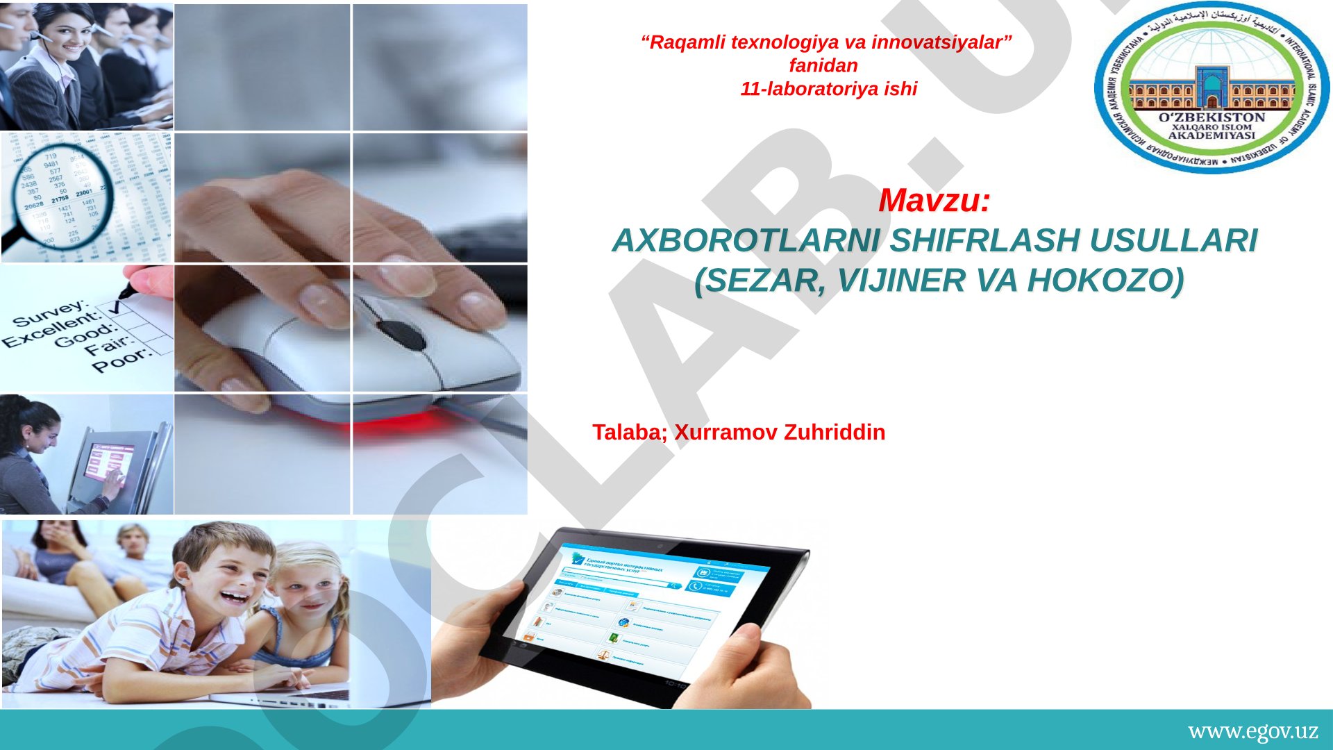 Axborotlarni shifrlash usullari (Sezar, Vijiner va hokozo)