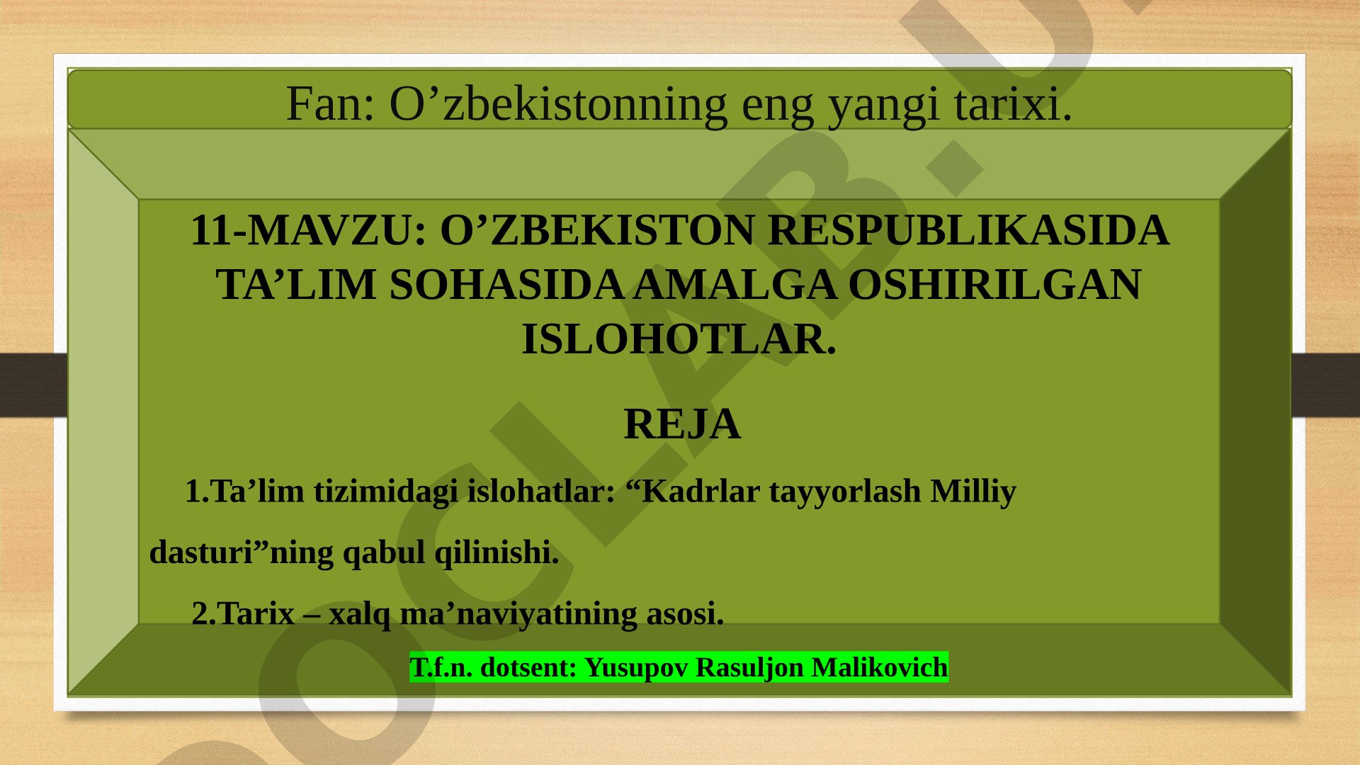 O'zbekiston Respublikasida ta'lim sohasida amalga oshirilgan islohotlar