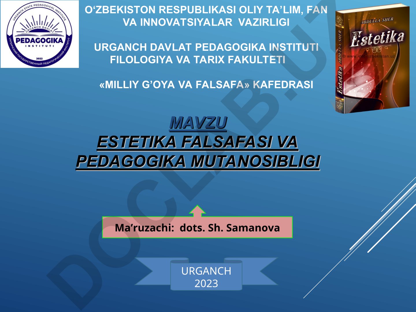 Estetika falsafasi va pedagogika mutanosibligi