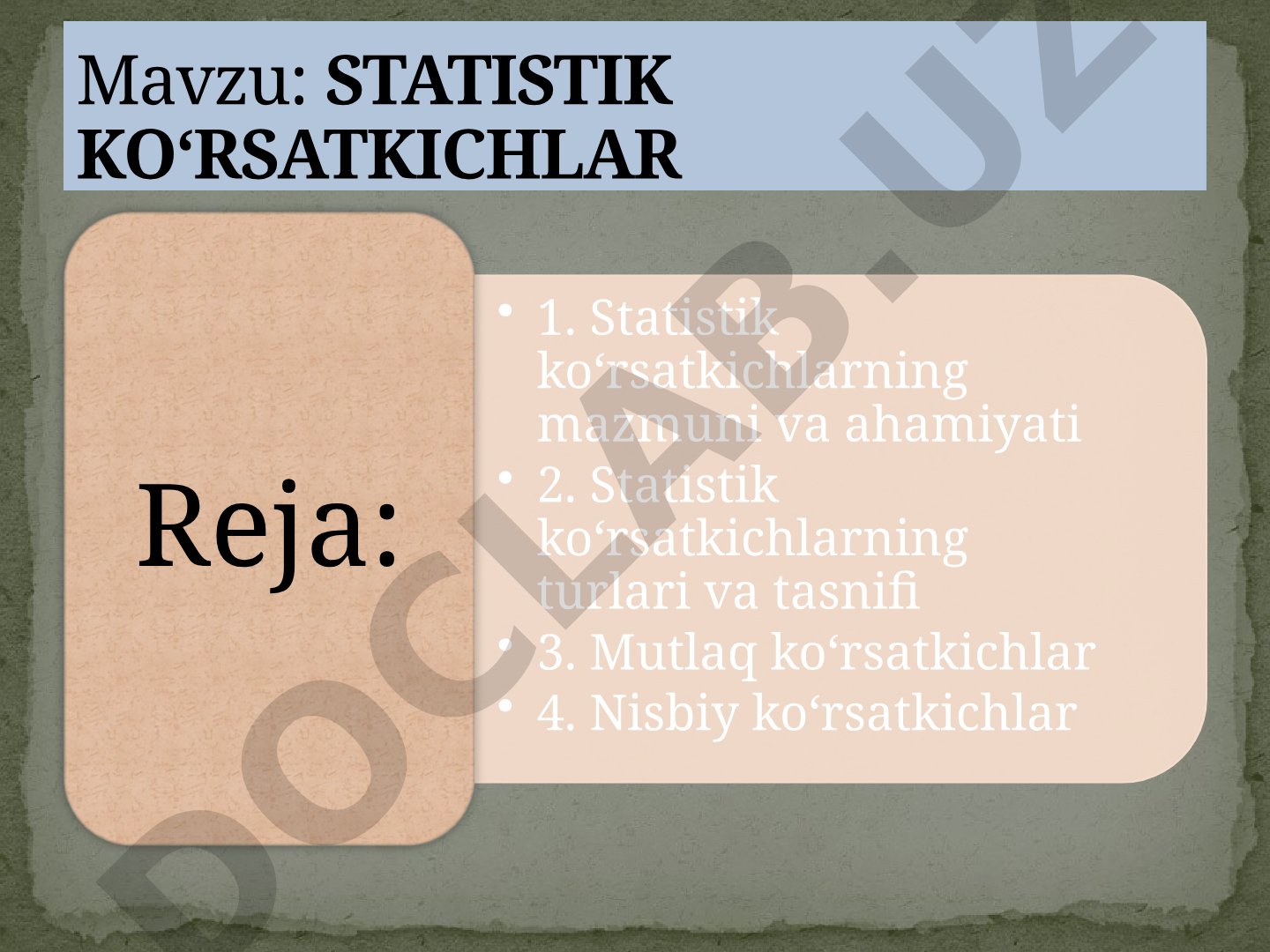 Statistik ko‘rsatkichlar