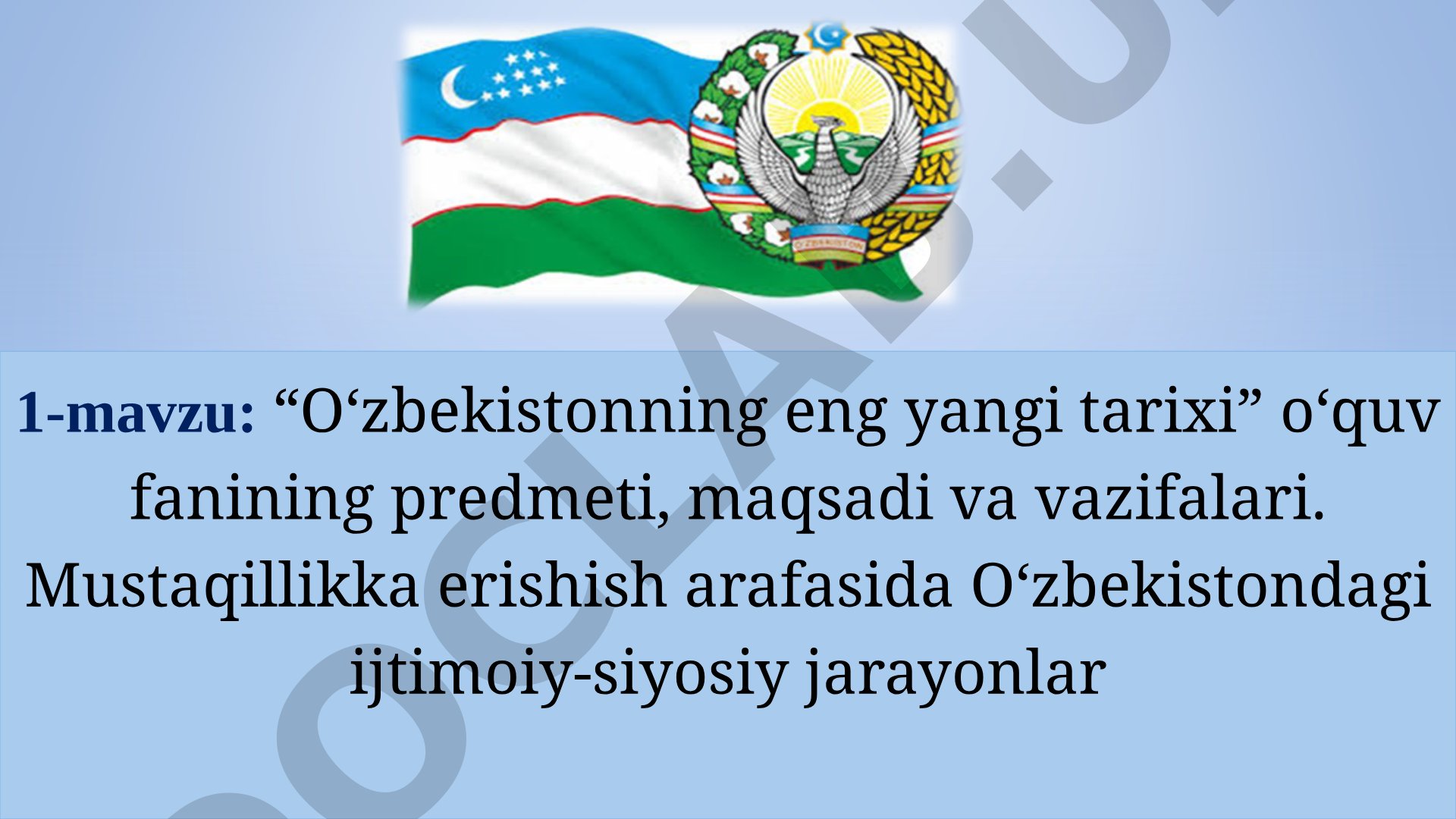 O‘zbekistonning eng yangi tarixi fani va mustaqillik arafasidagi ijtimoiy-siyosiy jarayonlar