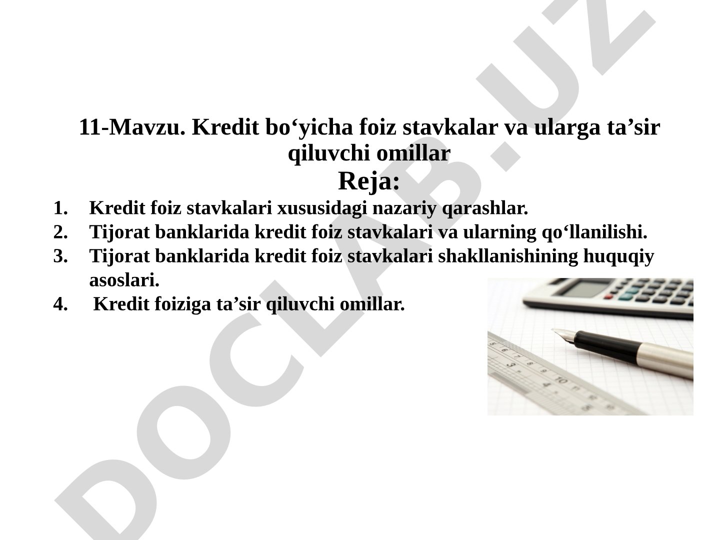 Tijorat banklarida kredit foiz stavkalari va ularning qo‘llanilishi