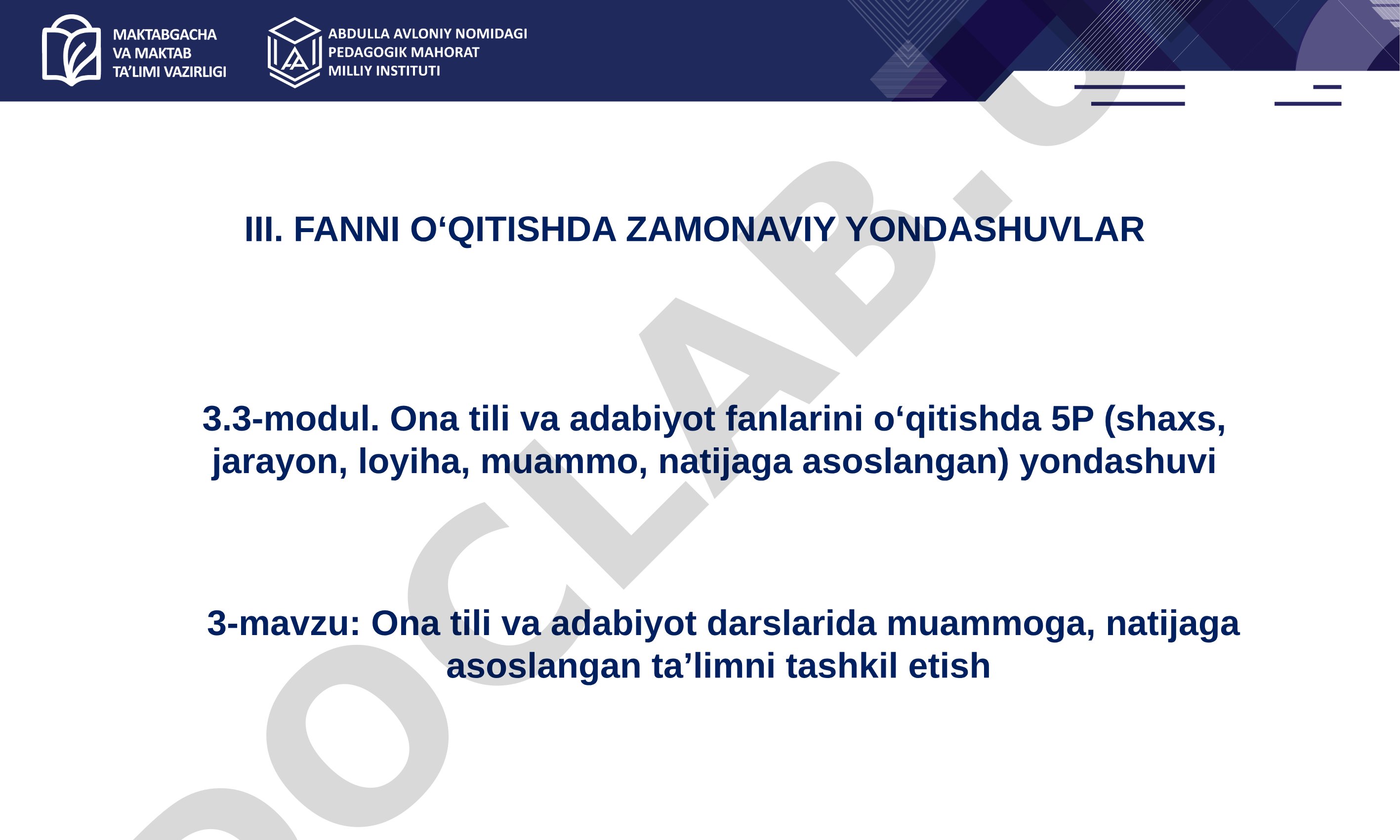 Ona tili va adabiyot darslarida muammoga, natijaga asoslangan ta’limni tashkil etish