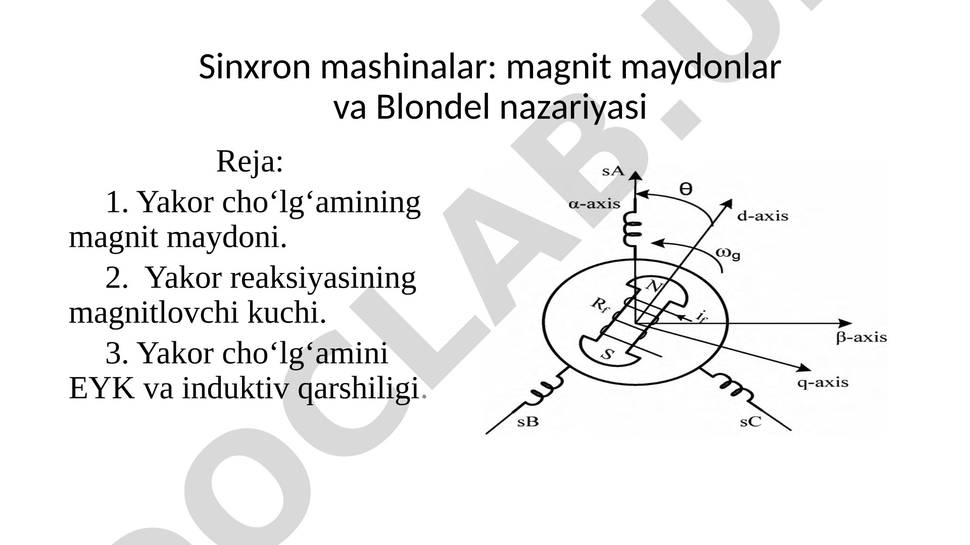 Sinxron mashinalar: magnit maydonlar va Blondel nazariyasi