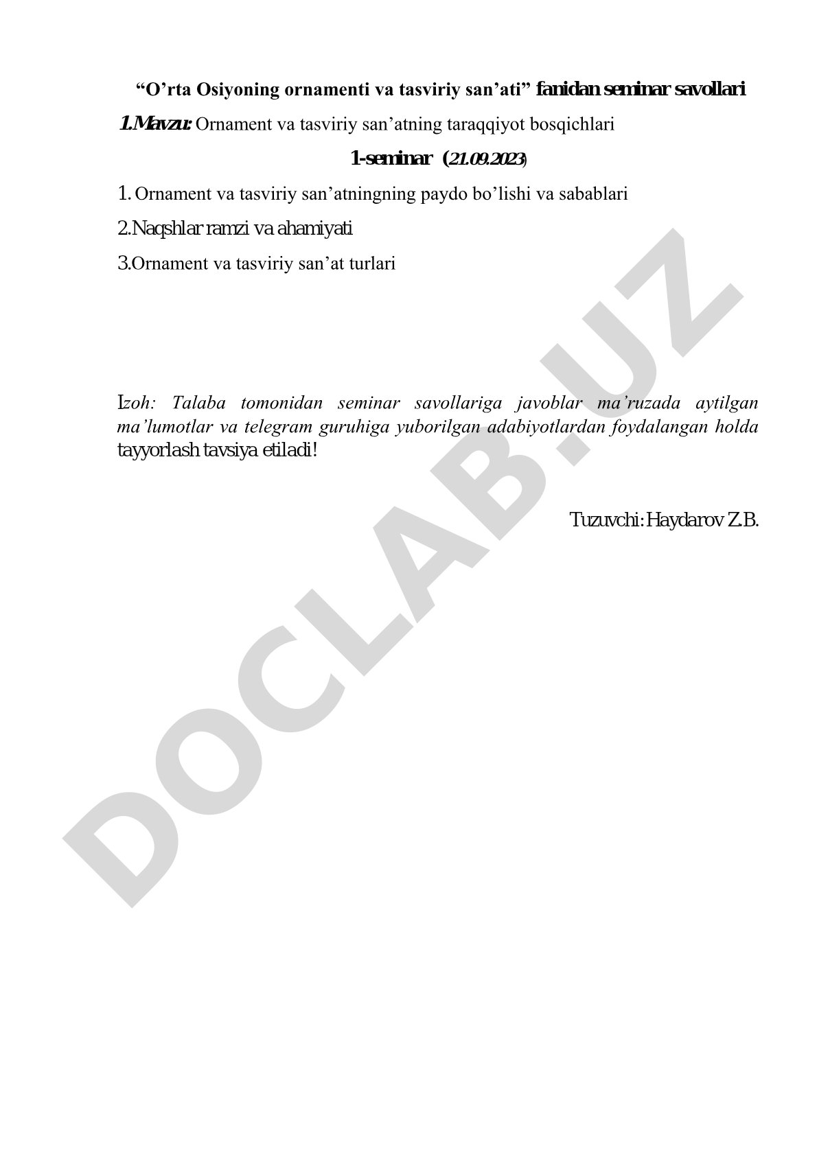 Ornament va tasviriy san’atning taraqqiyot bosqichlari