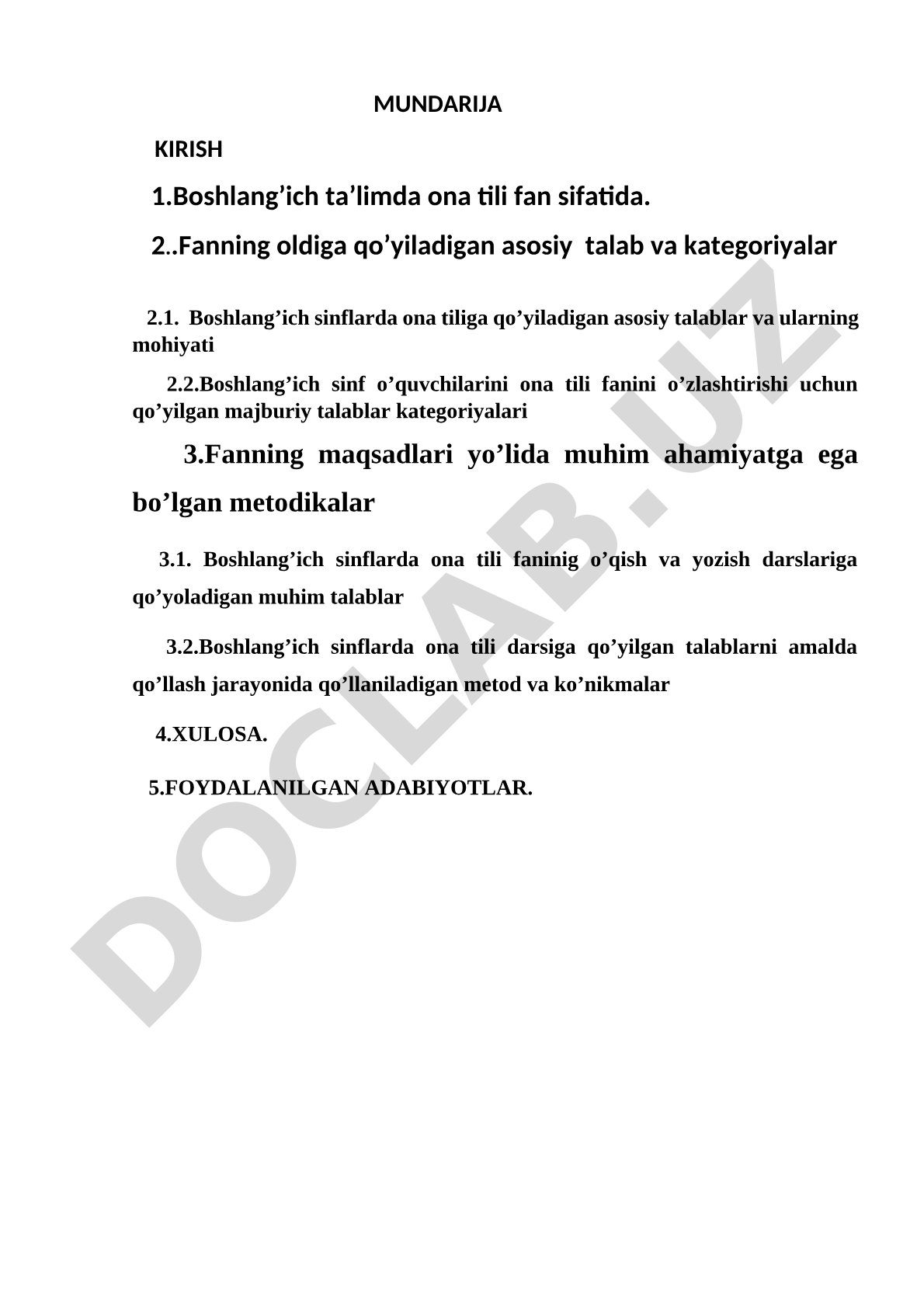Boshlang'ich sinflarda ona tili darslariga qo'yiladigan talablar