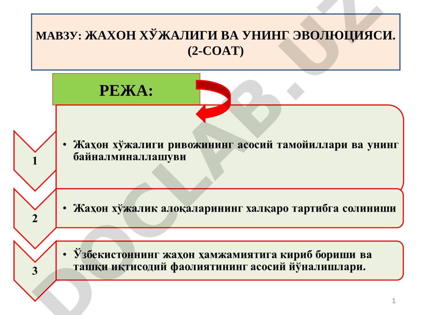 ЖАХОН ХЎЖАЛИГИ ВА УНИНГ ЭВОЛЮЦИЯСИ