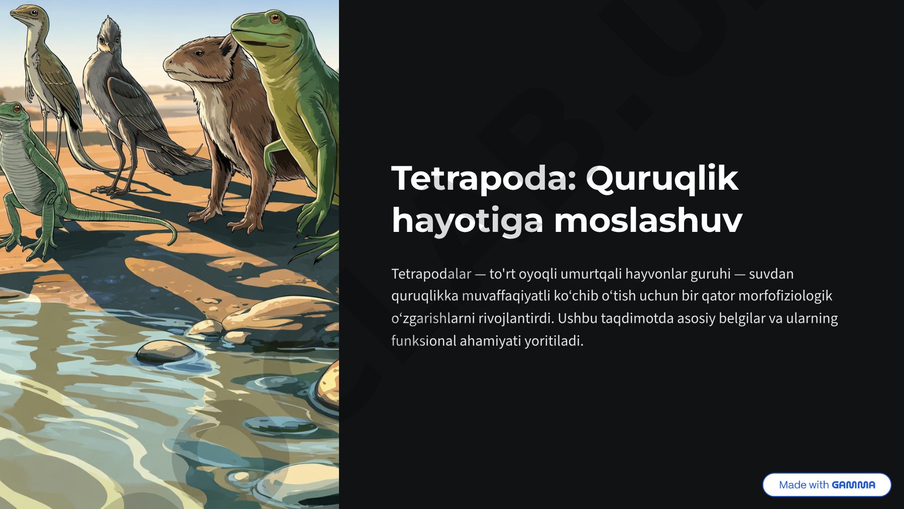 Tetrapodalarning quruqlik hayotiga moslashuvi