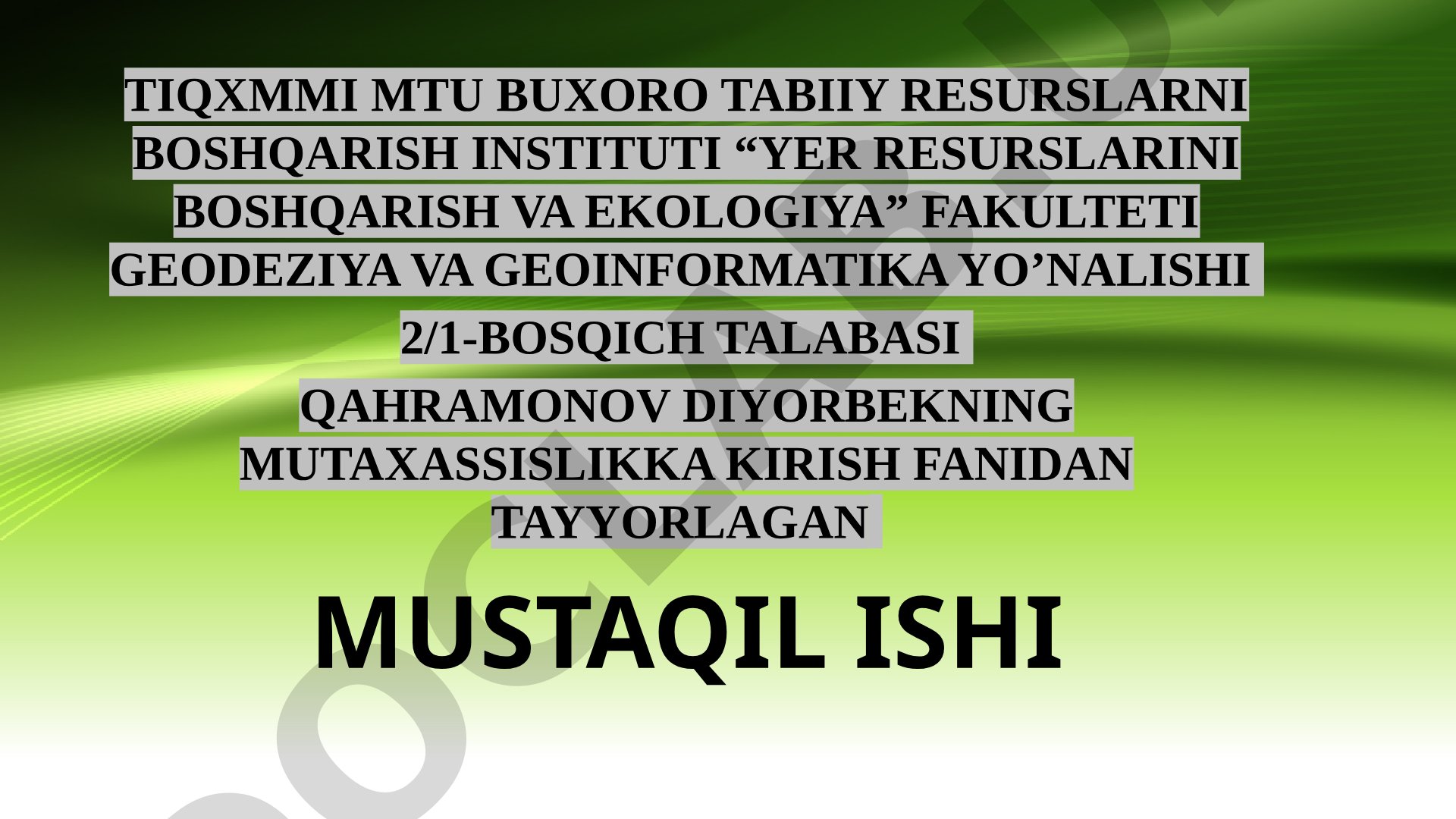 O’zbekiston Respublikasi oliy ta’limning davlat ta’lim standardlari va dasturlari