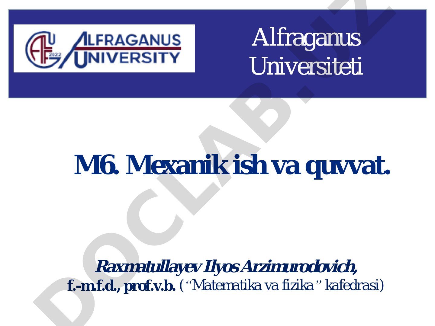Mexanik ish va quvvat