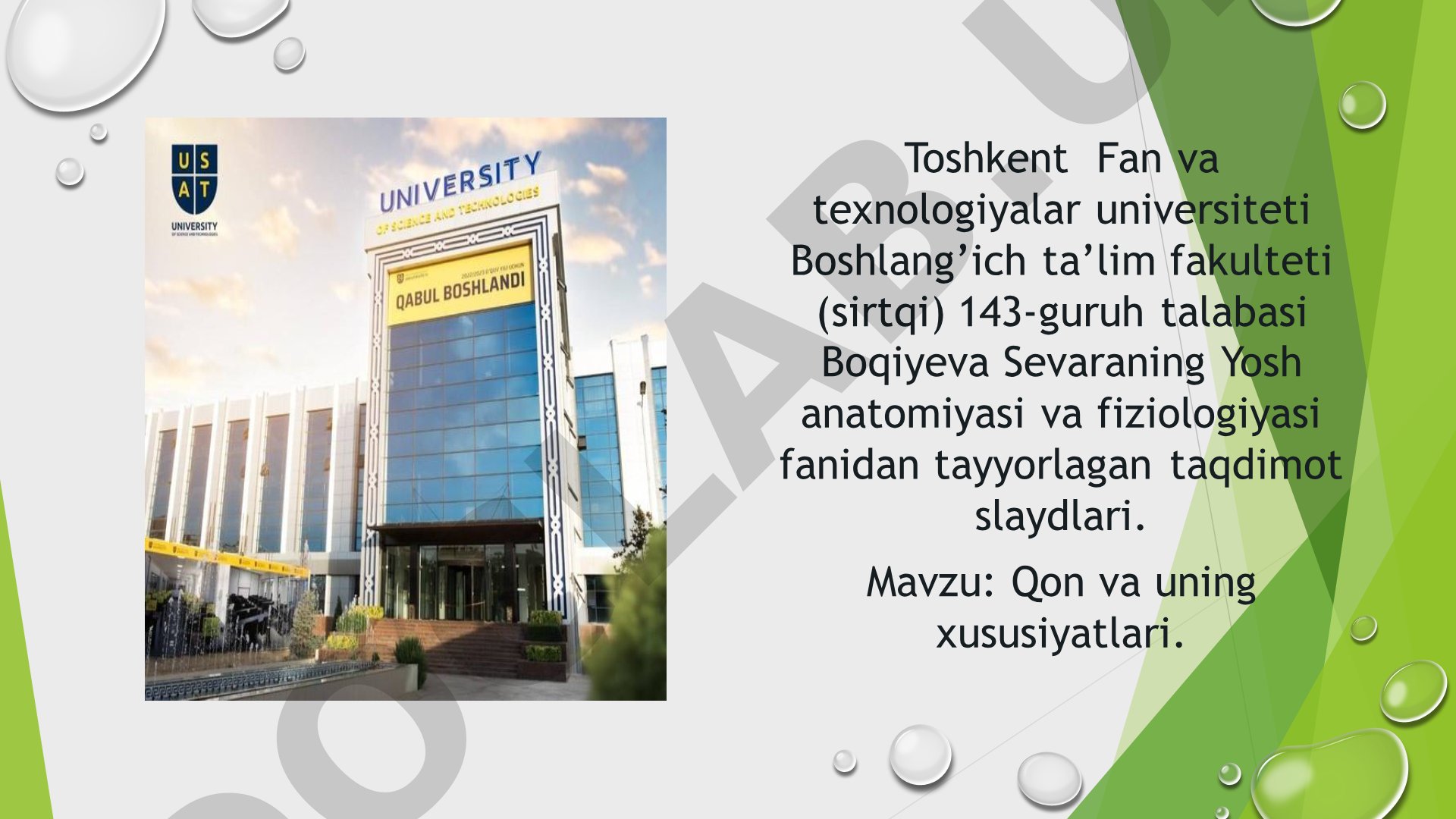 Qon va uning xususiyatlari