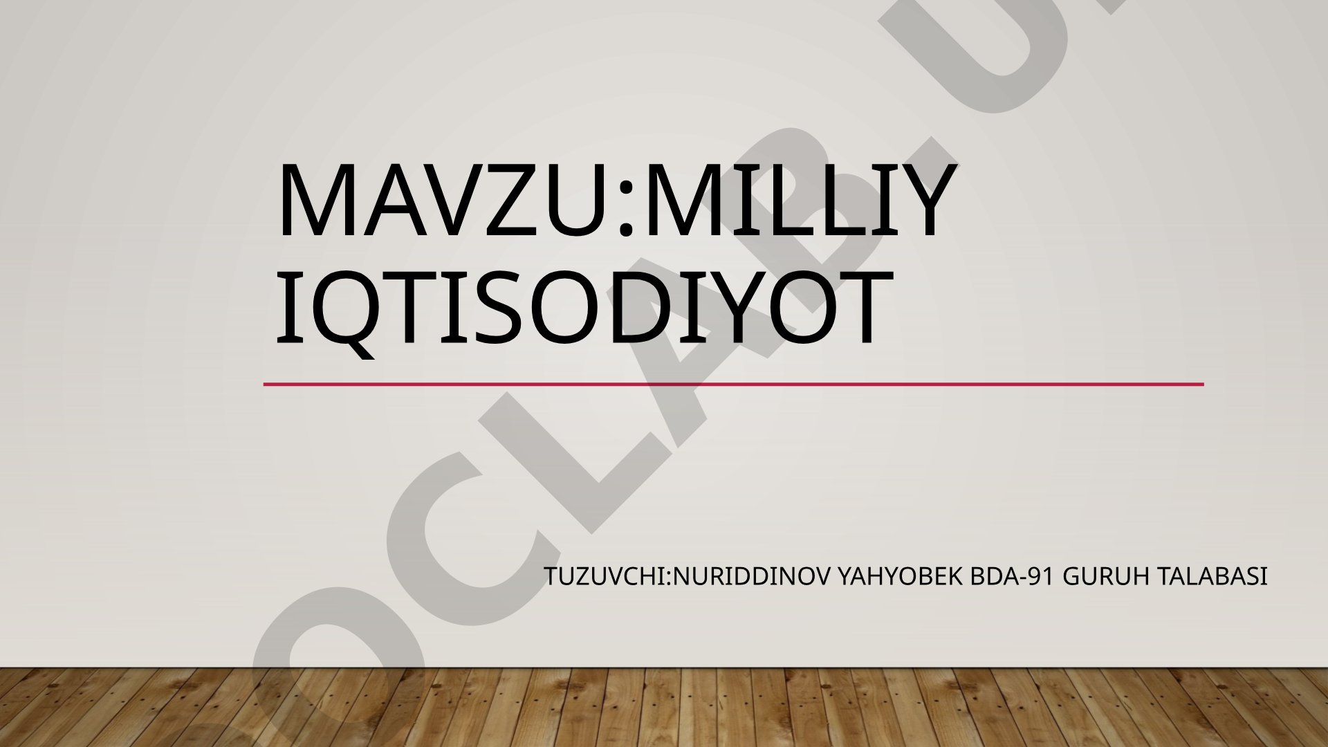 Milliy Iqtisodiyot
