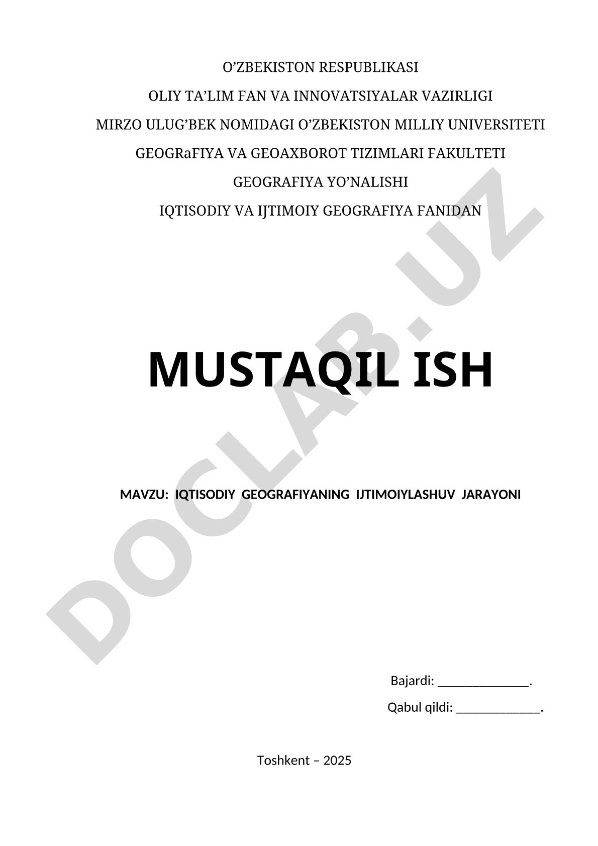 Iqtisodiy geografiyaning ijtimoiylashuv jarayoni
