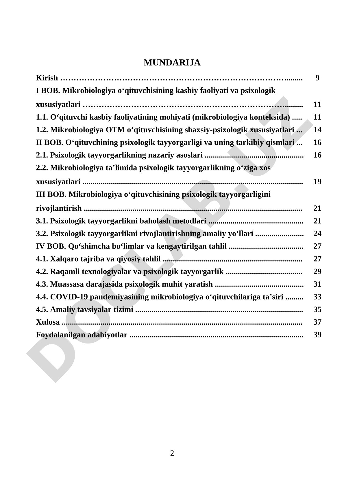 Tibbiyot oliy ta'lim muassasasi mikrobiologiya o'qituvchisining psixologik tayyorgarligi
