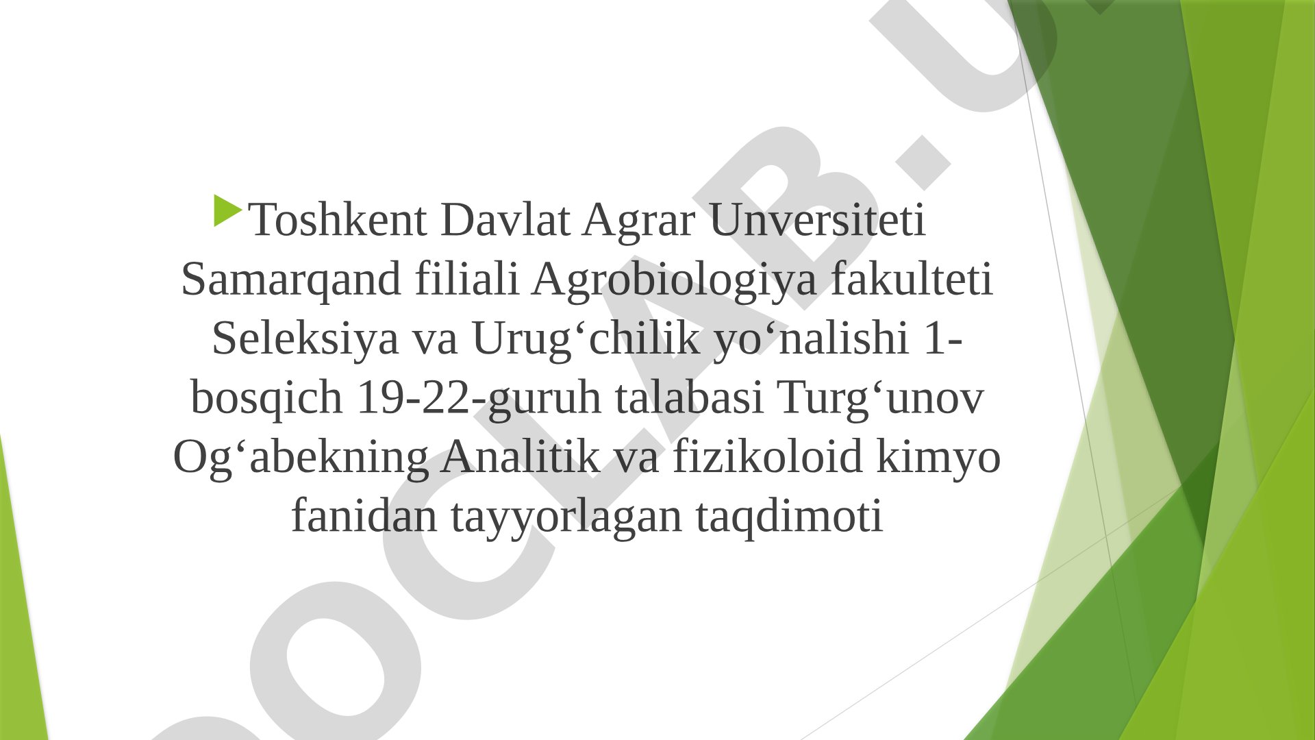 Pestidsidlarni qishloq xo'jaligida ishlatilishi. Defoliant va Deksikantlar