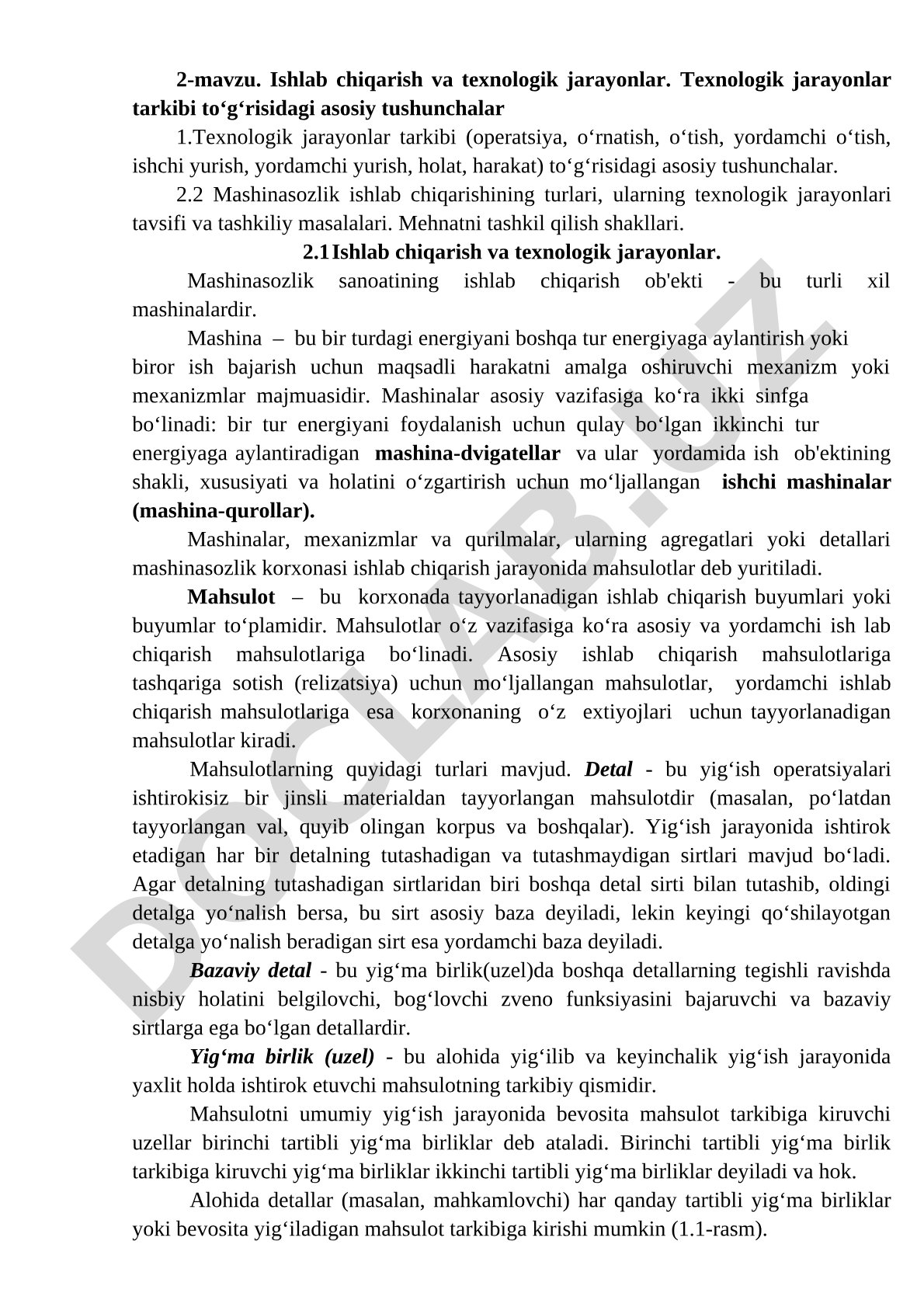 Ishlab chiqarish va texnologik jarayonlar