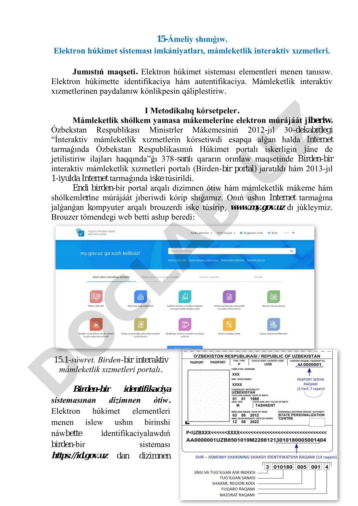 Elektron húkimet sisteması imkániyatları, mámleketlik interaktiv xızmetleri