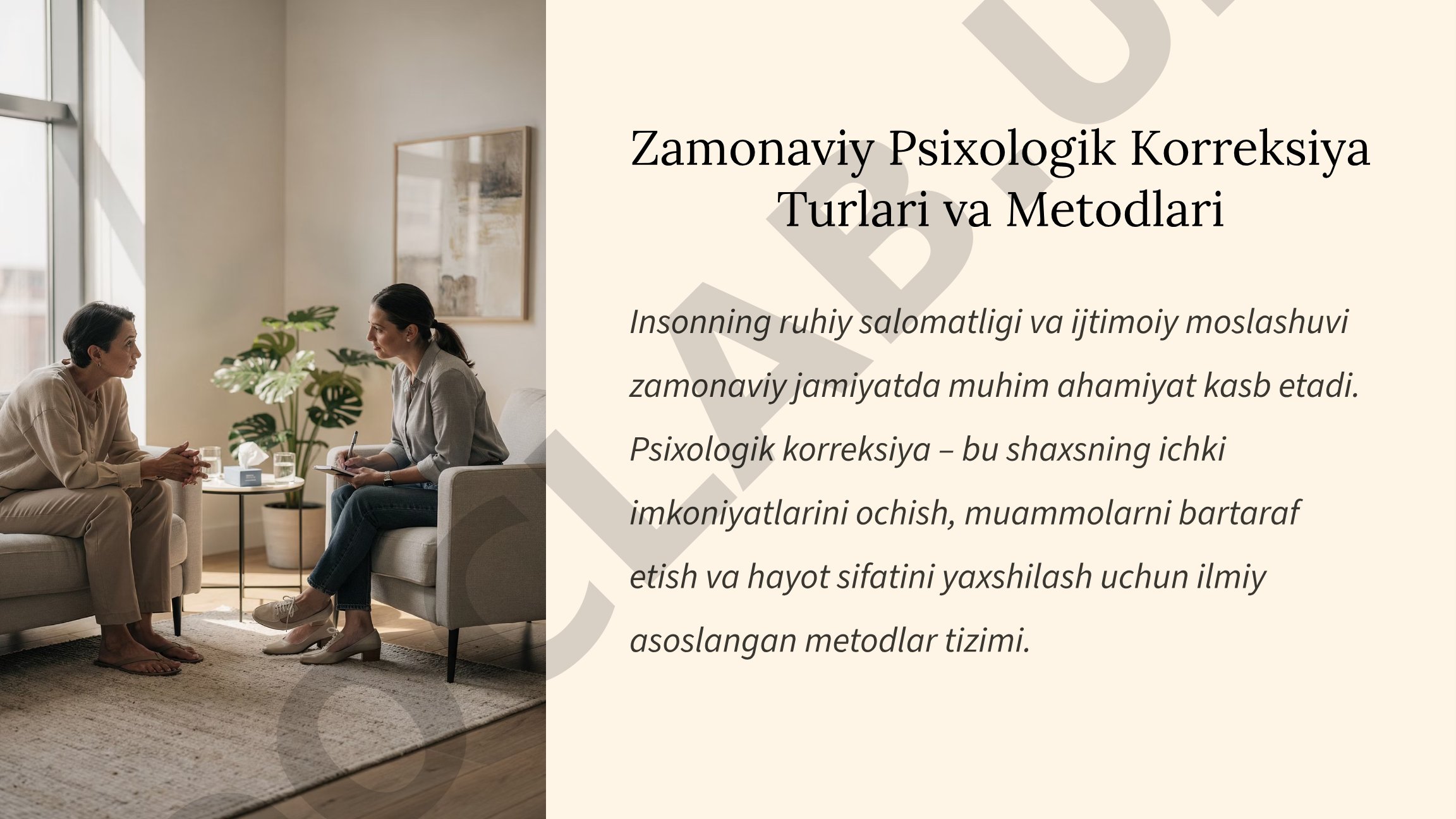 Zamonaviy Psixologik Korreksiya Turlari va Metodlari