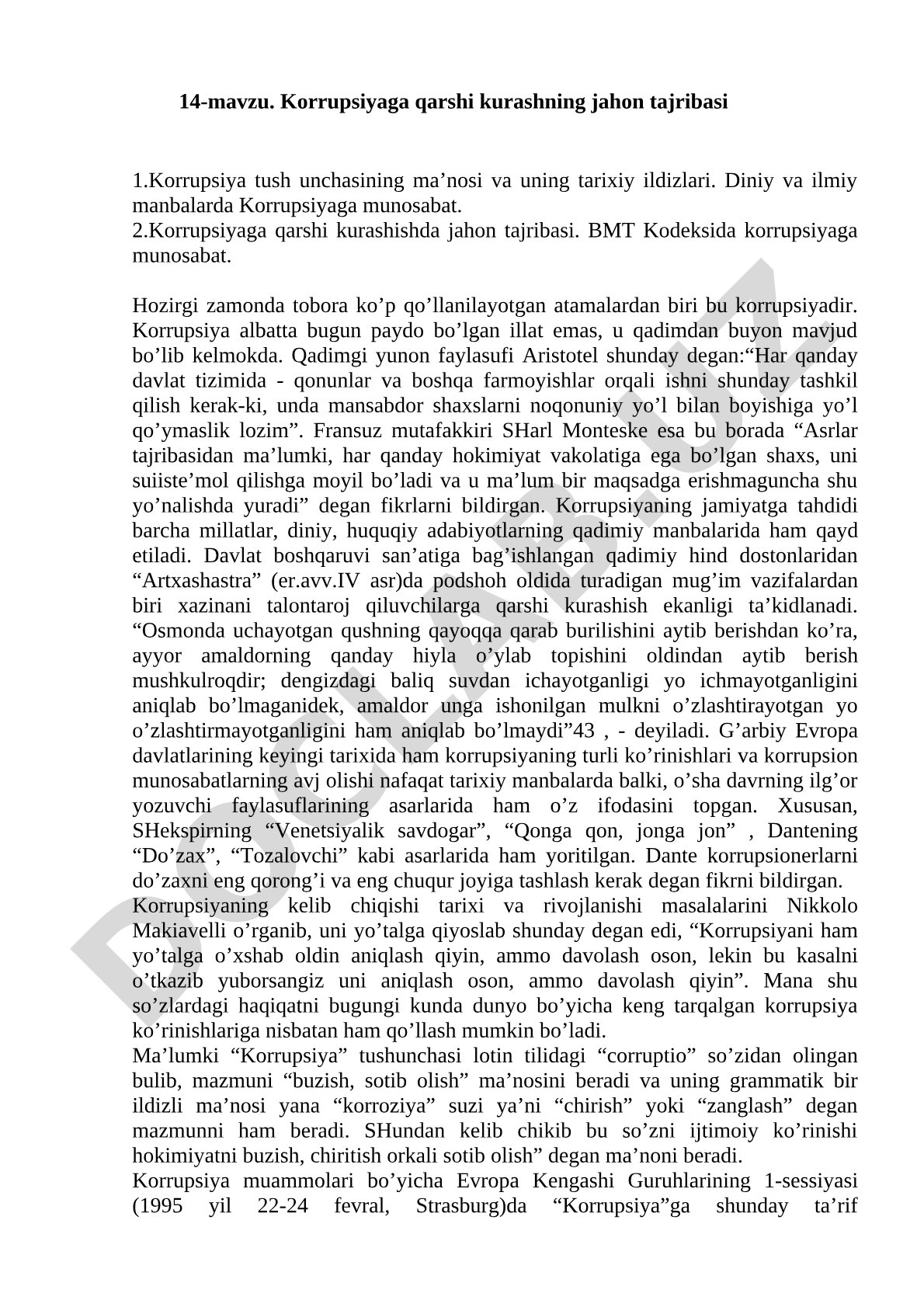 Korrupsiyaga qarshi kurashning jahon tajribasi