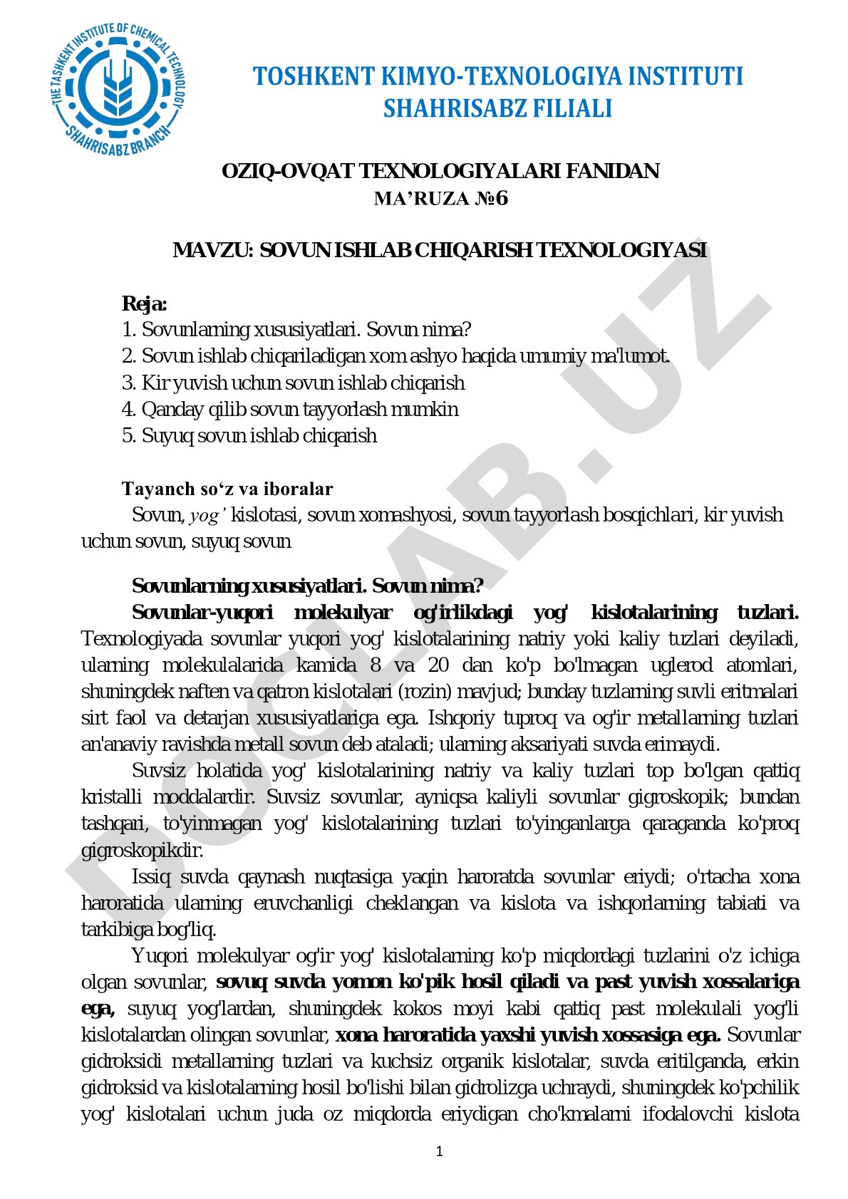 Sovun ishlab chiqarish texnologiyasi