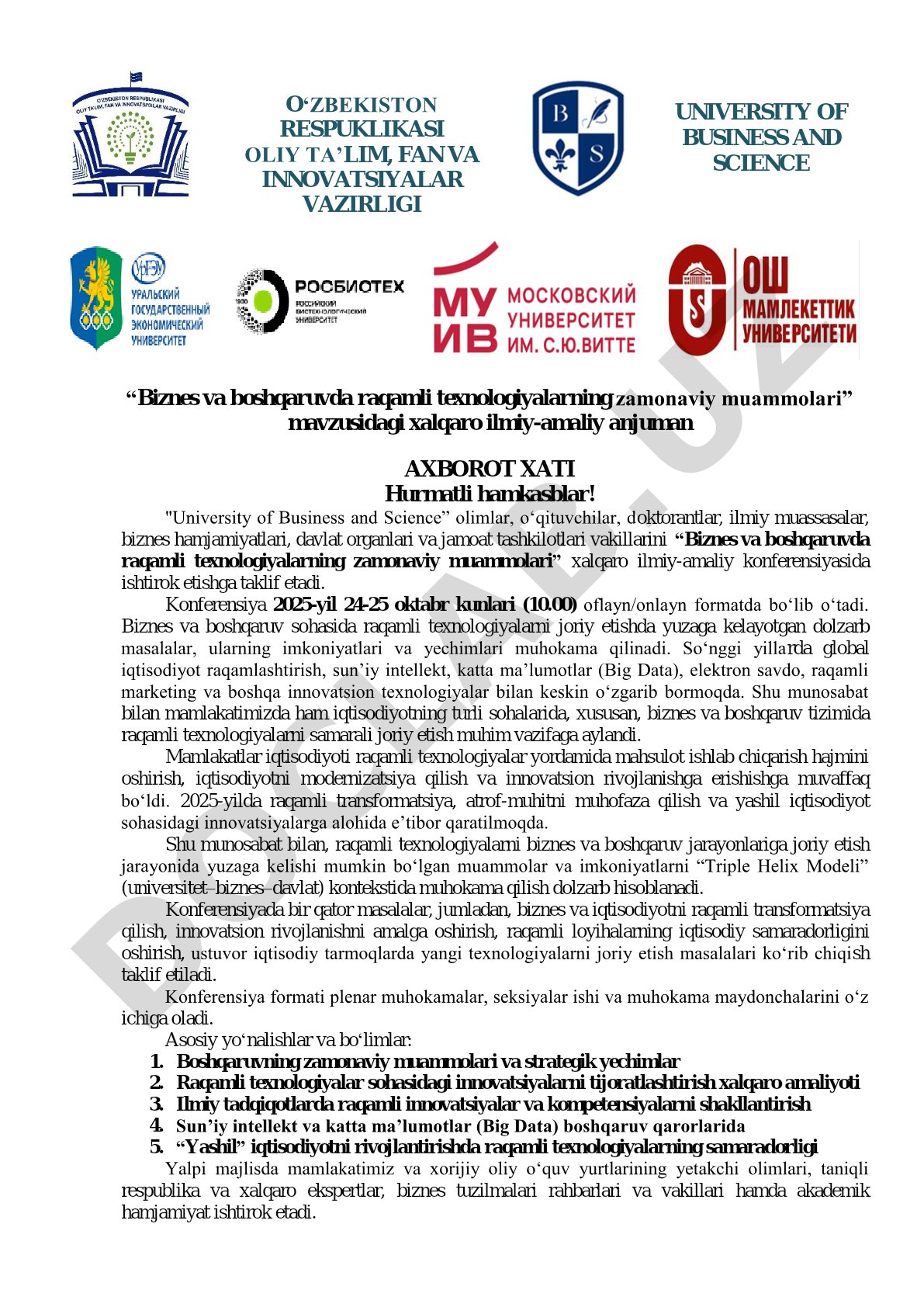 Biznes va boshqaruvda raqamli texnologiyalarning zamonaviy muammolari