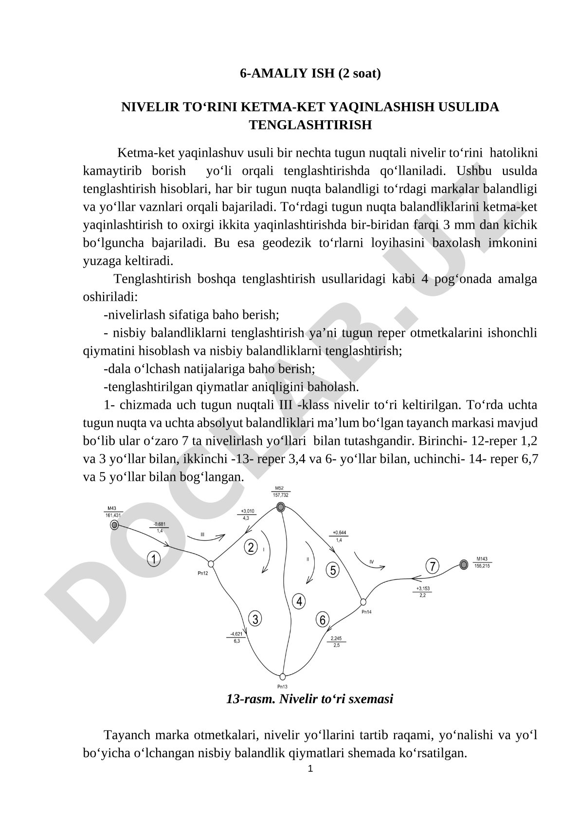 Nivelir to'rini ketma-ket yaqinlashish usulida tenglashtirish