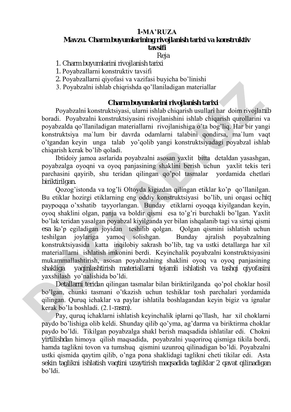 Charm buyumlarining rivojlanish tarixi va konstruktiv tavsifi