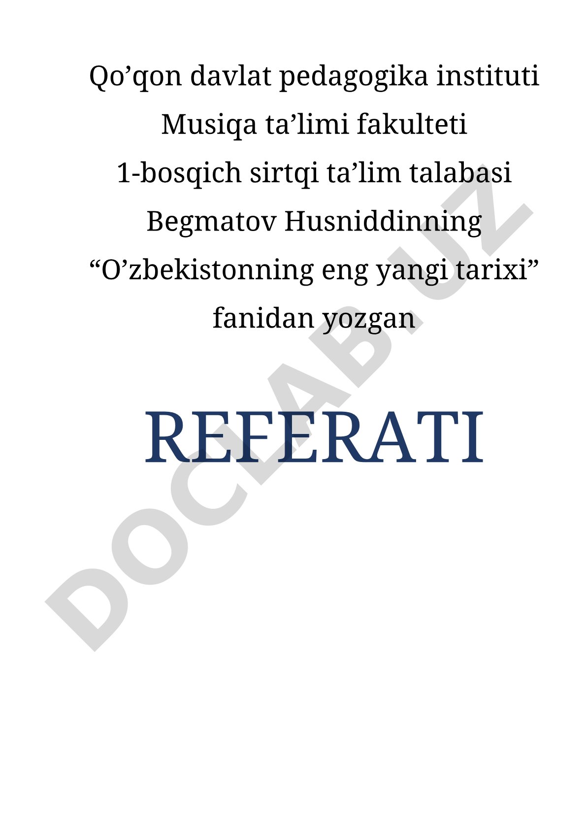O’zbekistonning eng yangi tarixi