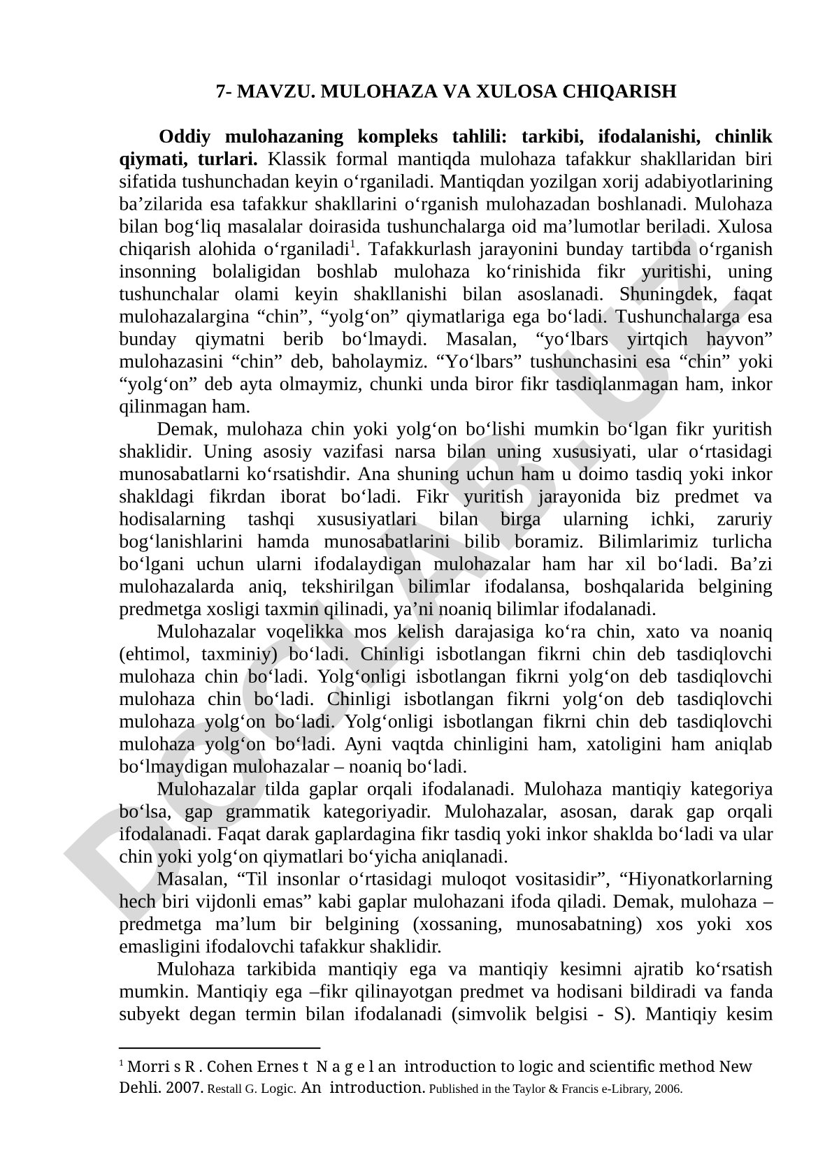 Mulohaza va xulosa chiqarish