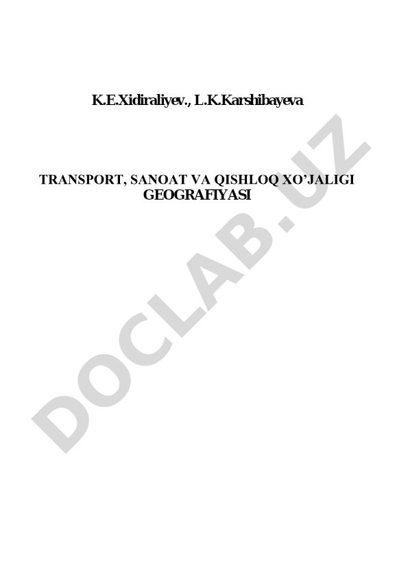 Transport, sanoat va qishloq xo'jaligi geografiyasi