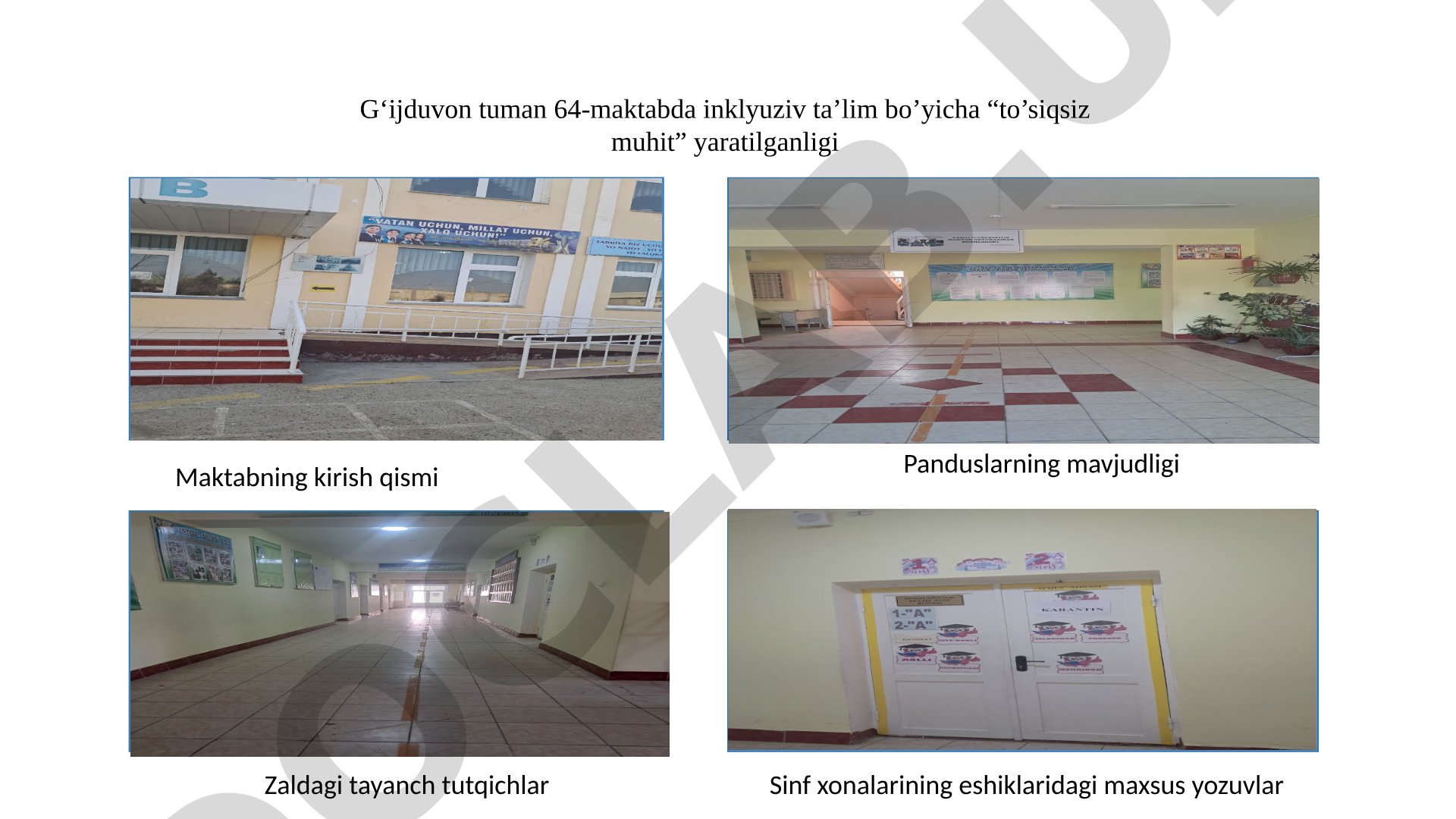 G‘ijduvon tuman 64-maktabda inklyuziv ta’lim bo’yicha “to’siqsiz muhit” yaratilganligi