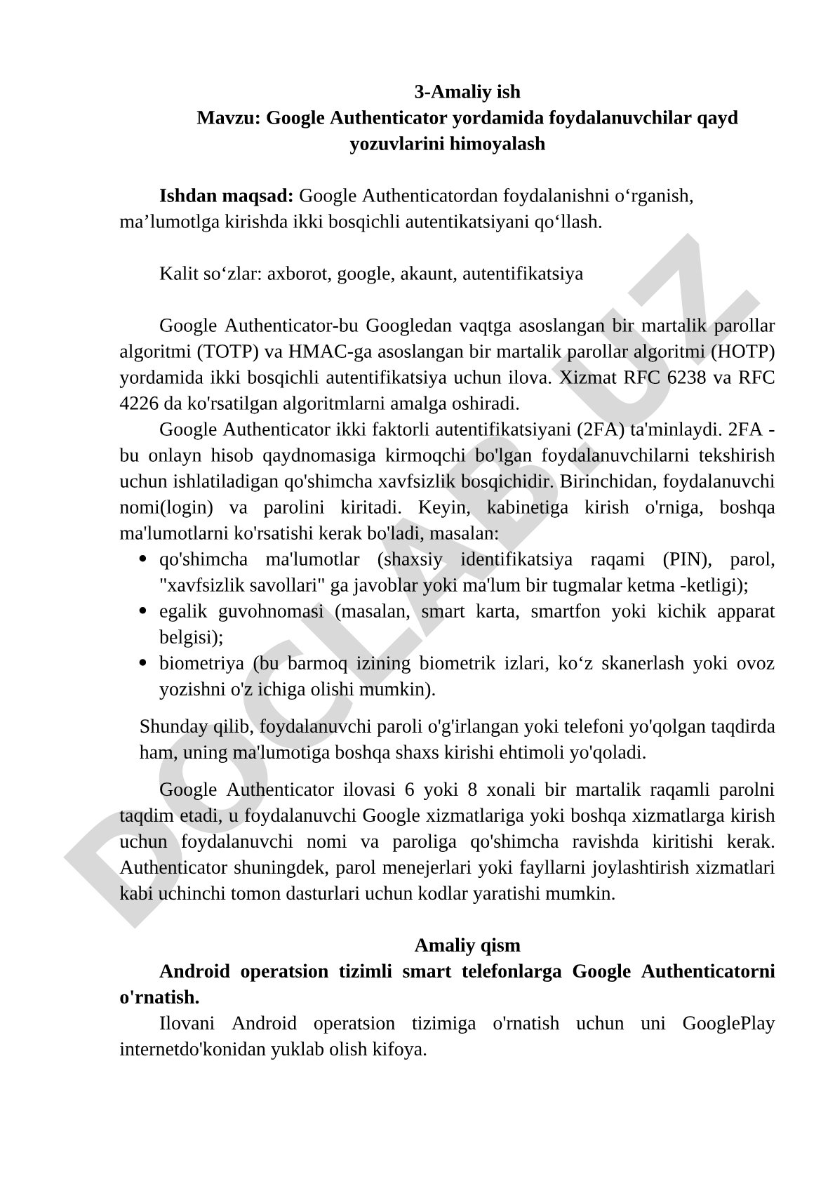 Google Authenticator yordamida foydalanuvchilar qayd yozuvlarini himoyalash