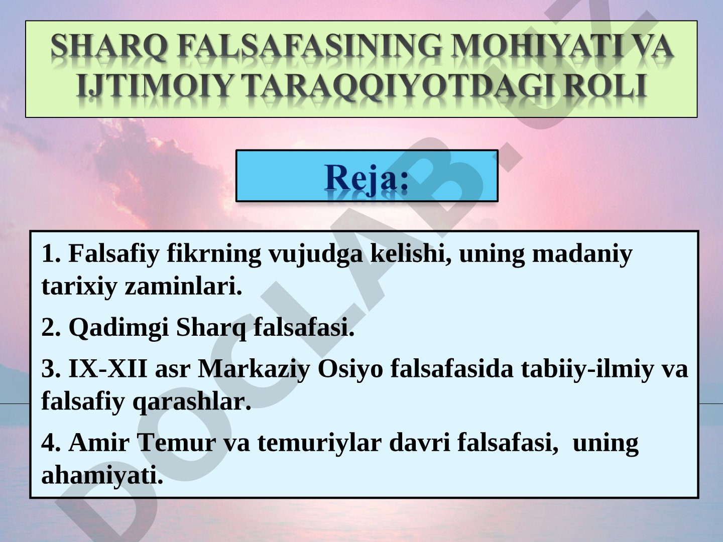 Qadimgi Misr, Bobil va Hindiston falsafiy qarashlari yoritilgan