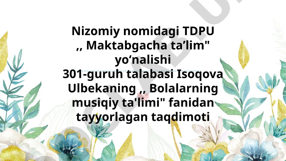 Maktabgacha taʼlim tashkilotlarida bolalarni musiqa cholgʻu asboblarida ijroga oʻrgatish metodlari