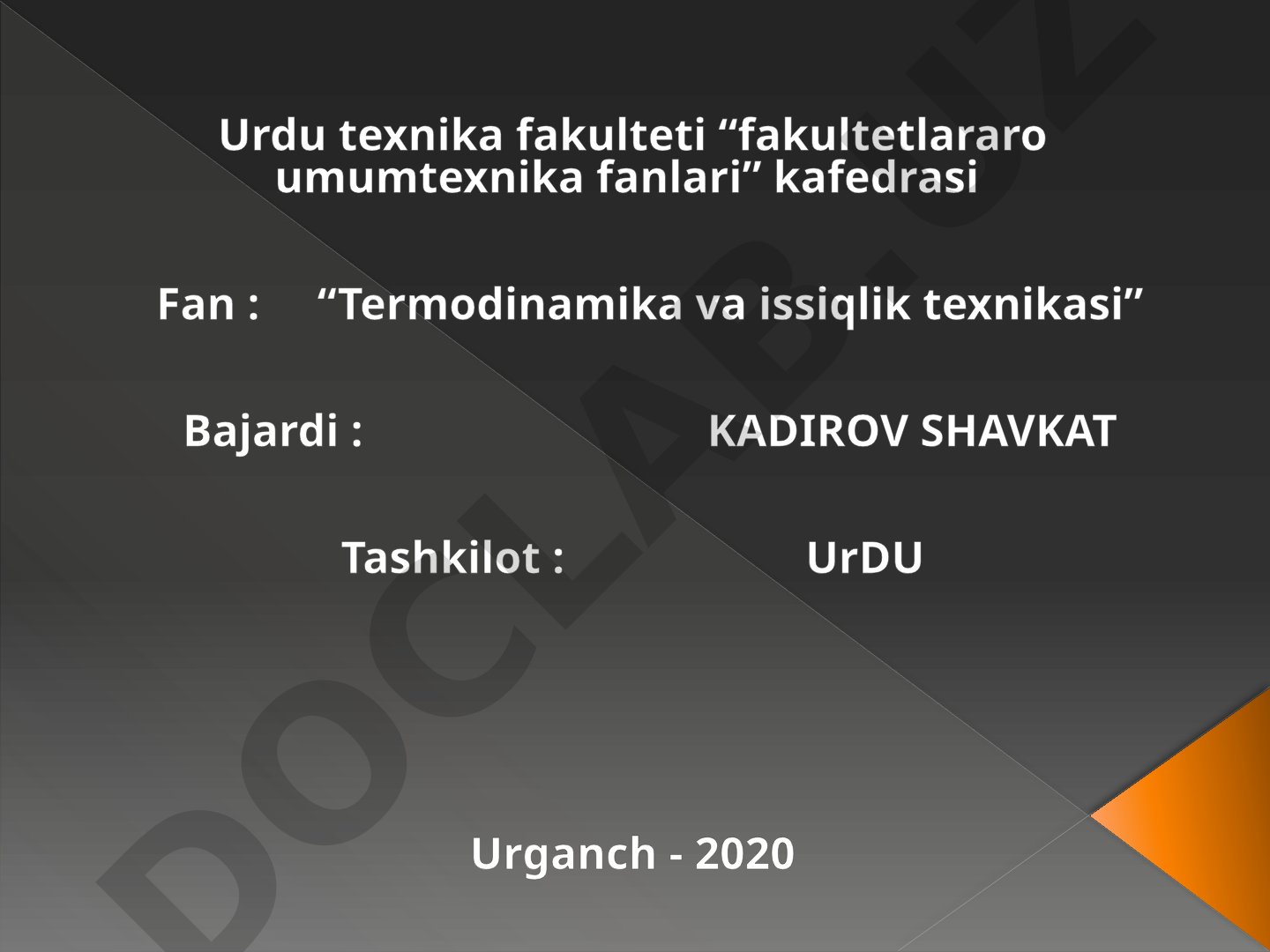 Issiqlik o'tkazuvchanlik. Harorat maydoni. Solishtirma issiqlik oqimi