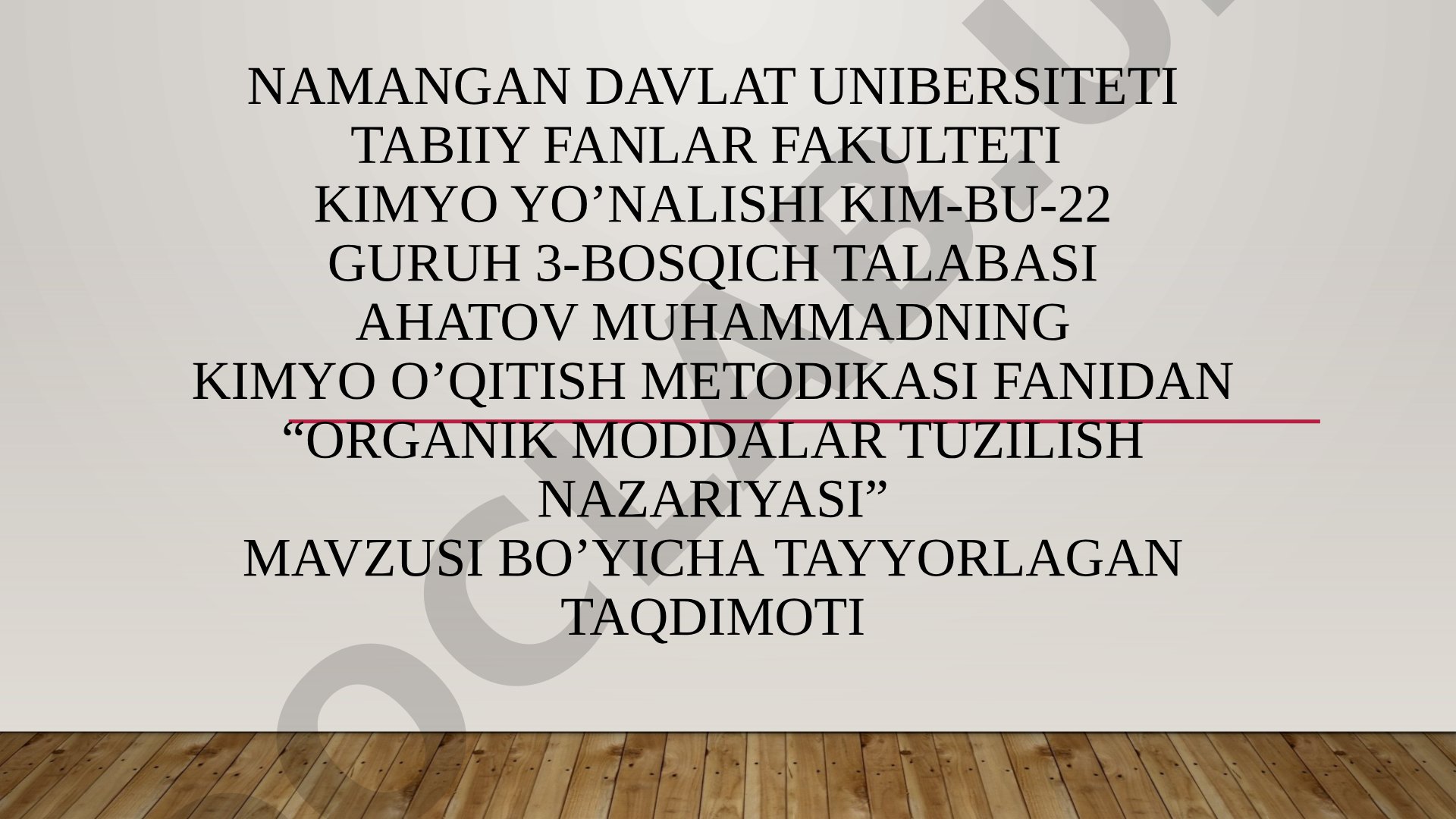 Organik moddalarning tuzilish nazariyasi