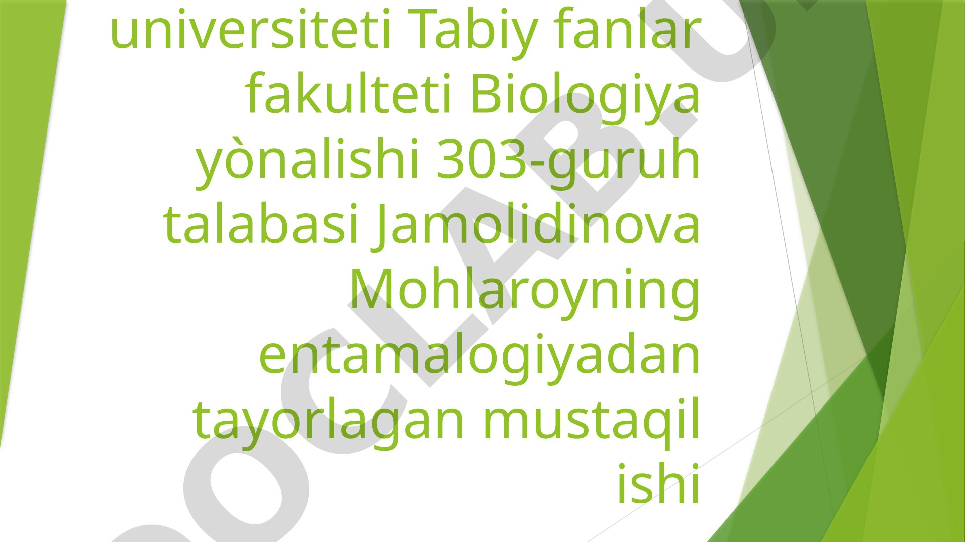 Insonga zarar yetkazadigon hashoratlar