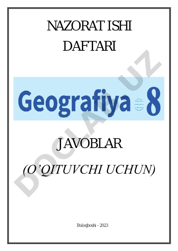 O'zbekistonda atmosferaga chiqariladigan zaharli birikmalar va tabiiy geografiya testlari