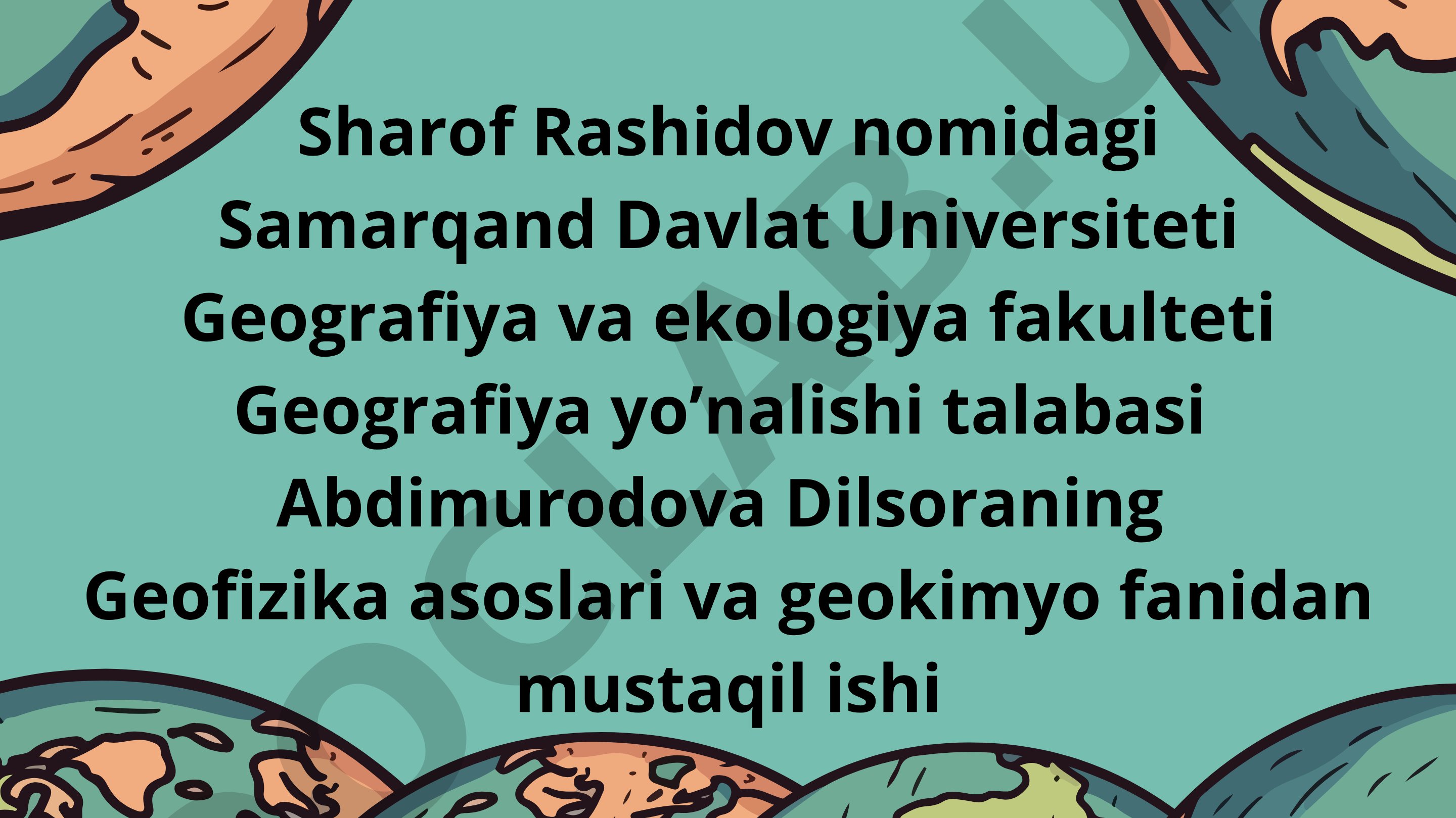 Metamorfizm tushunchasi va metamorfik jarayonlar geokimyosi